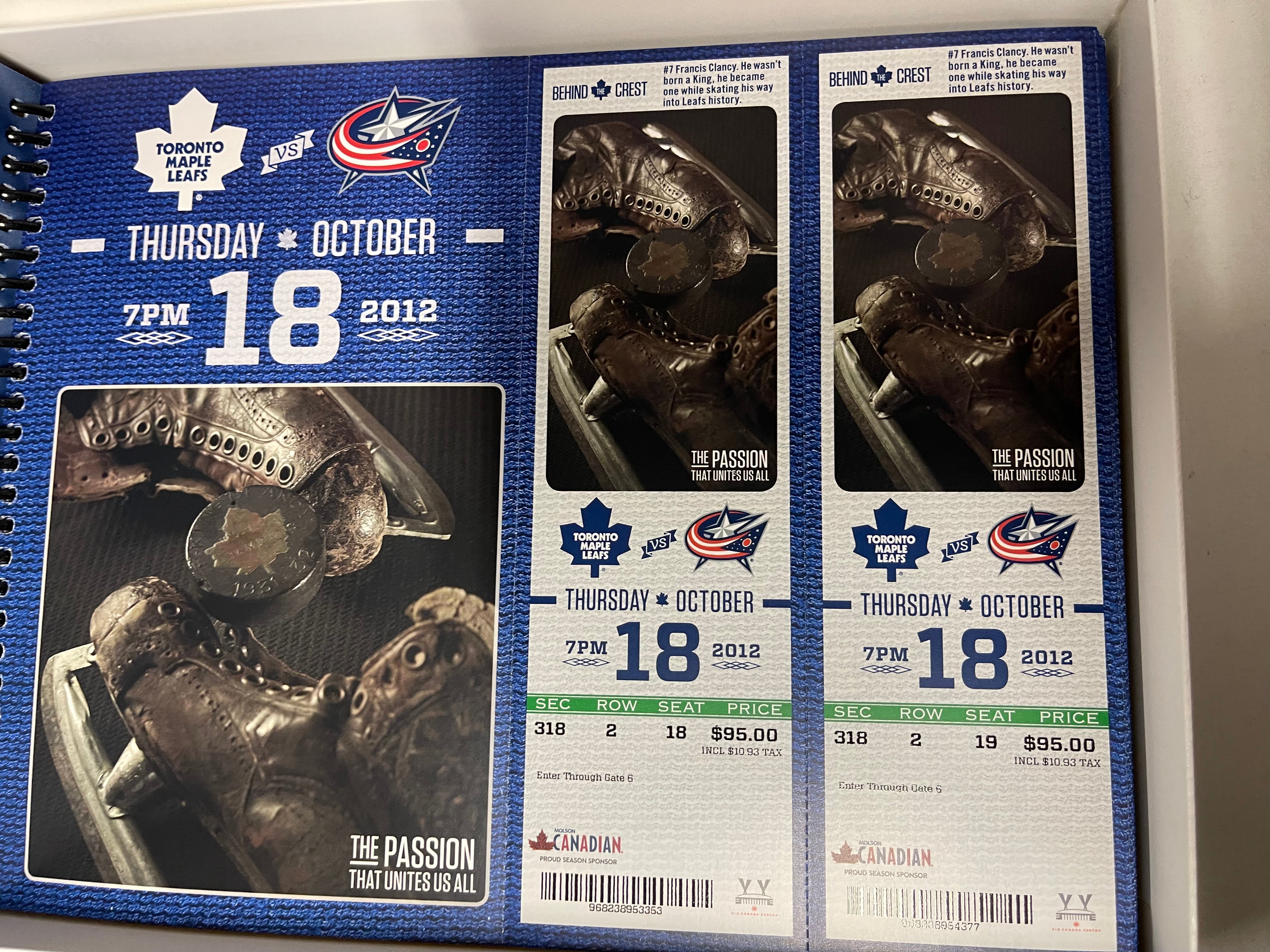 Toronto Maple Leafs hockey rare full season tickets book 2012-2013
