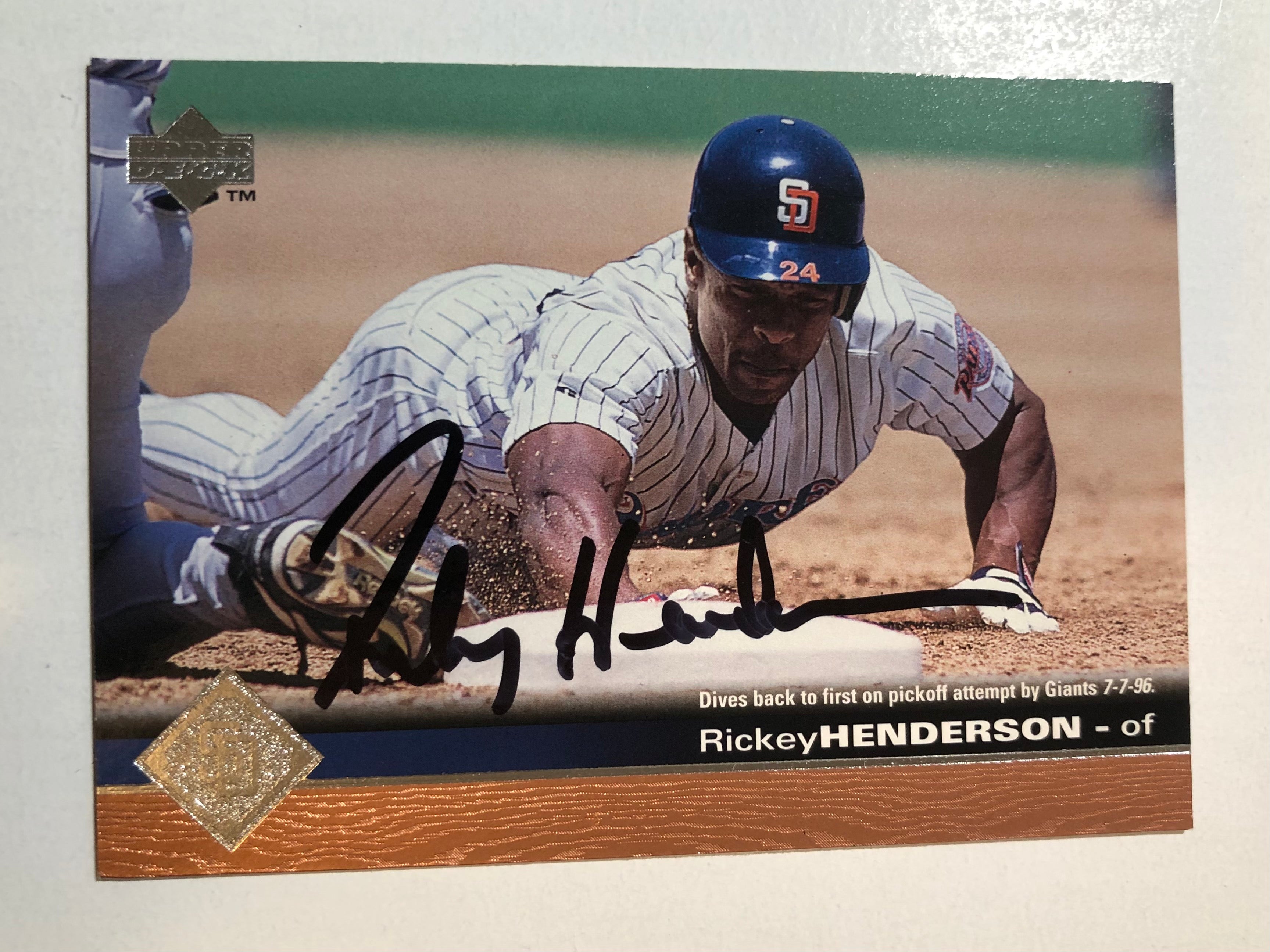 Rickey Henderson rare autograph baseball card with COA
