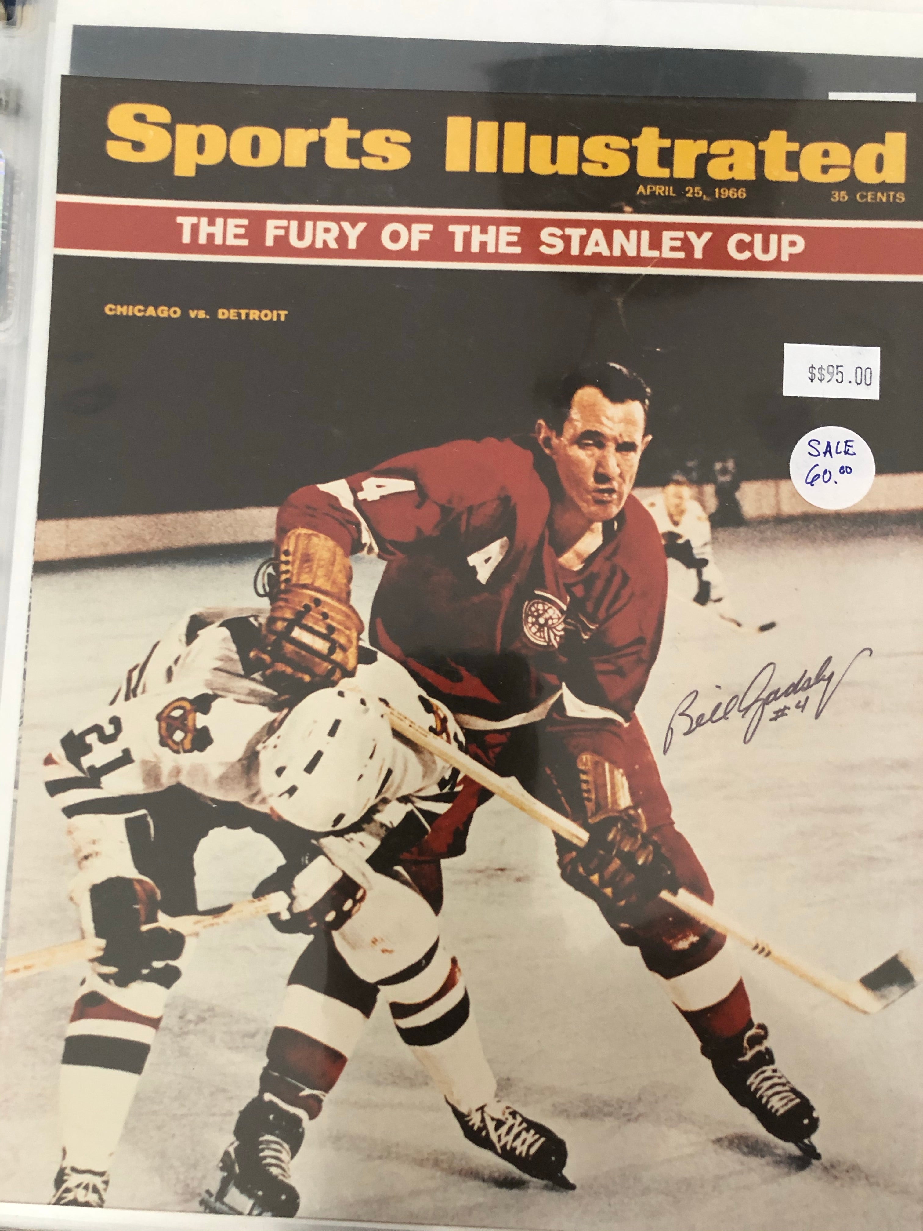Bill Gadsby rare signed hockey photo with COA