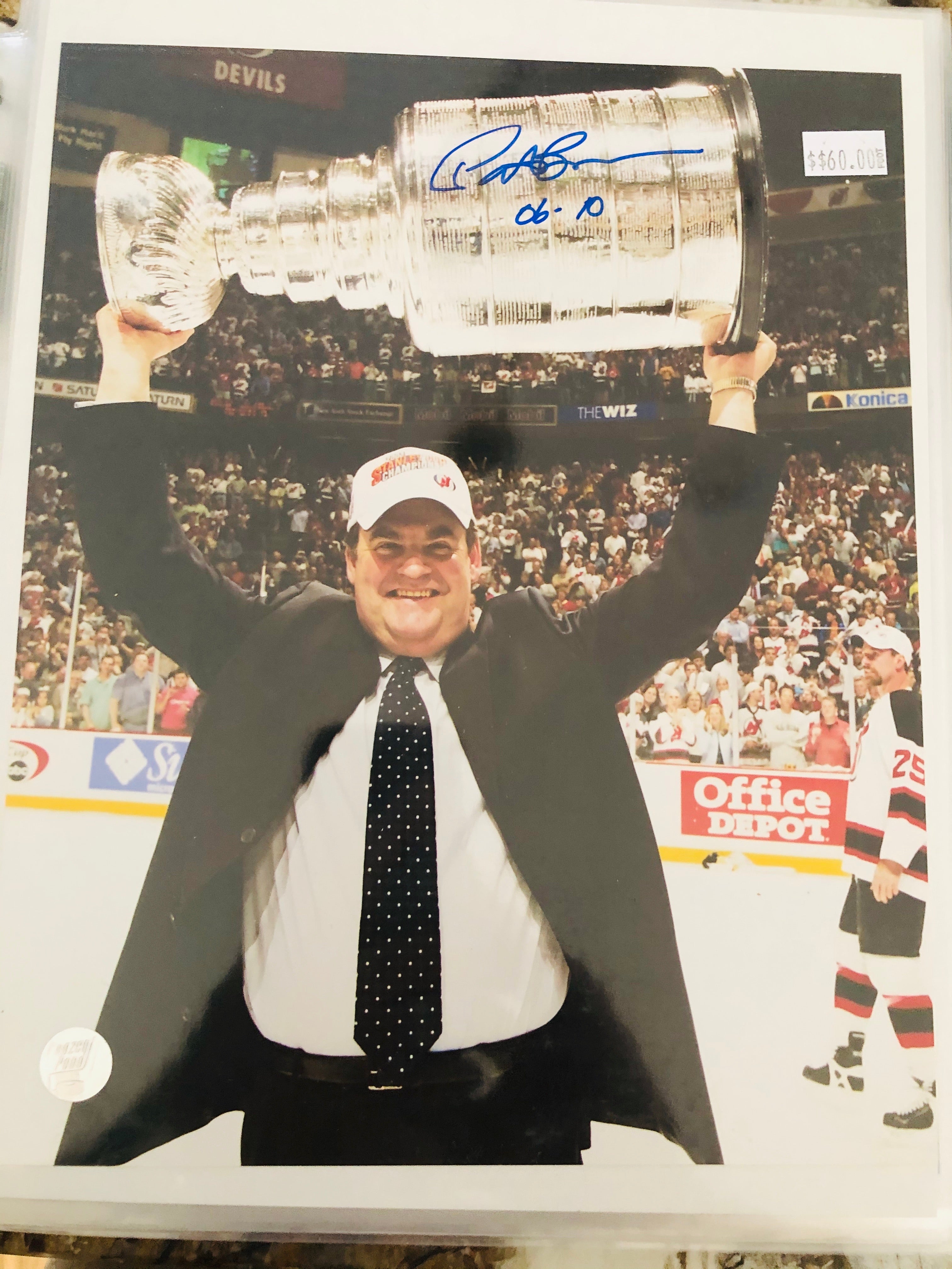 Pat Burns hockey coach rare signed photo with COA