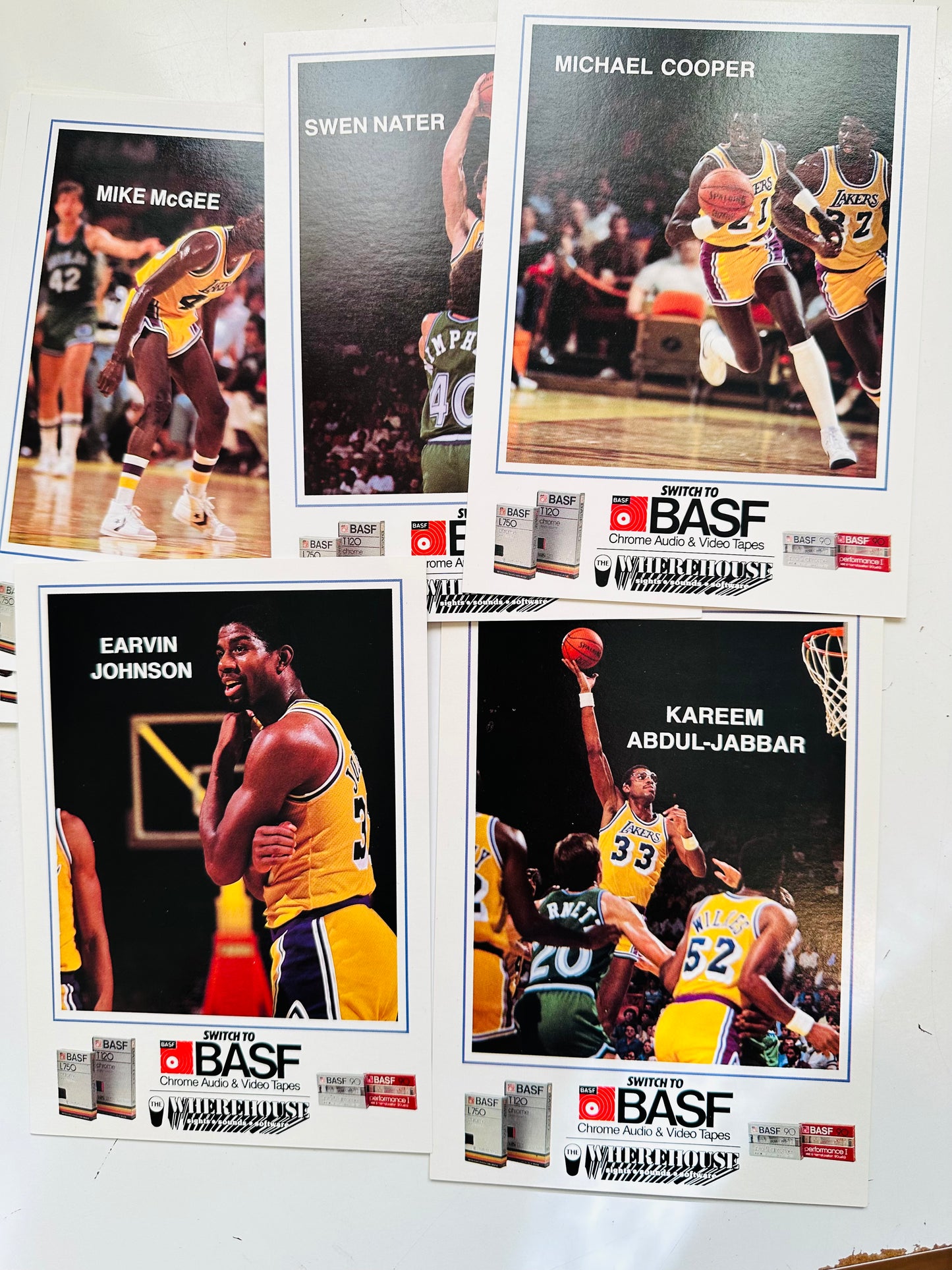 Lakers basketball BASF jumbo 14 cards rare set 1982-83