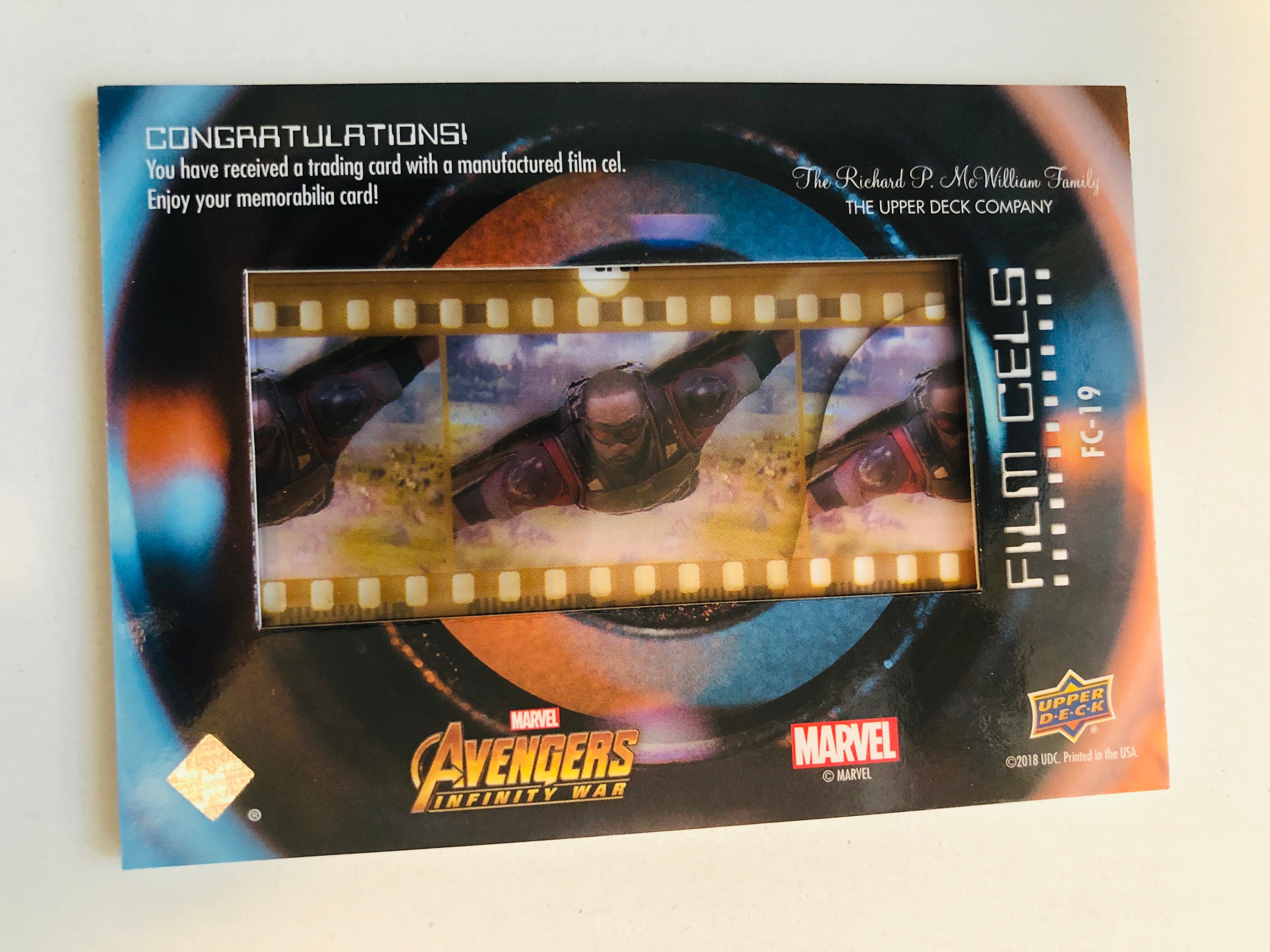Iron Man Marvel rare film cel upperdeck insert card