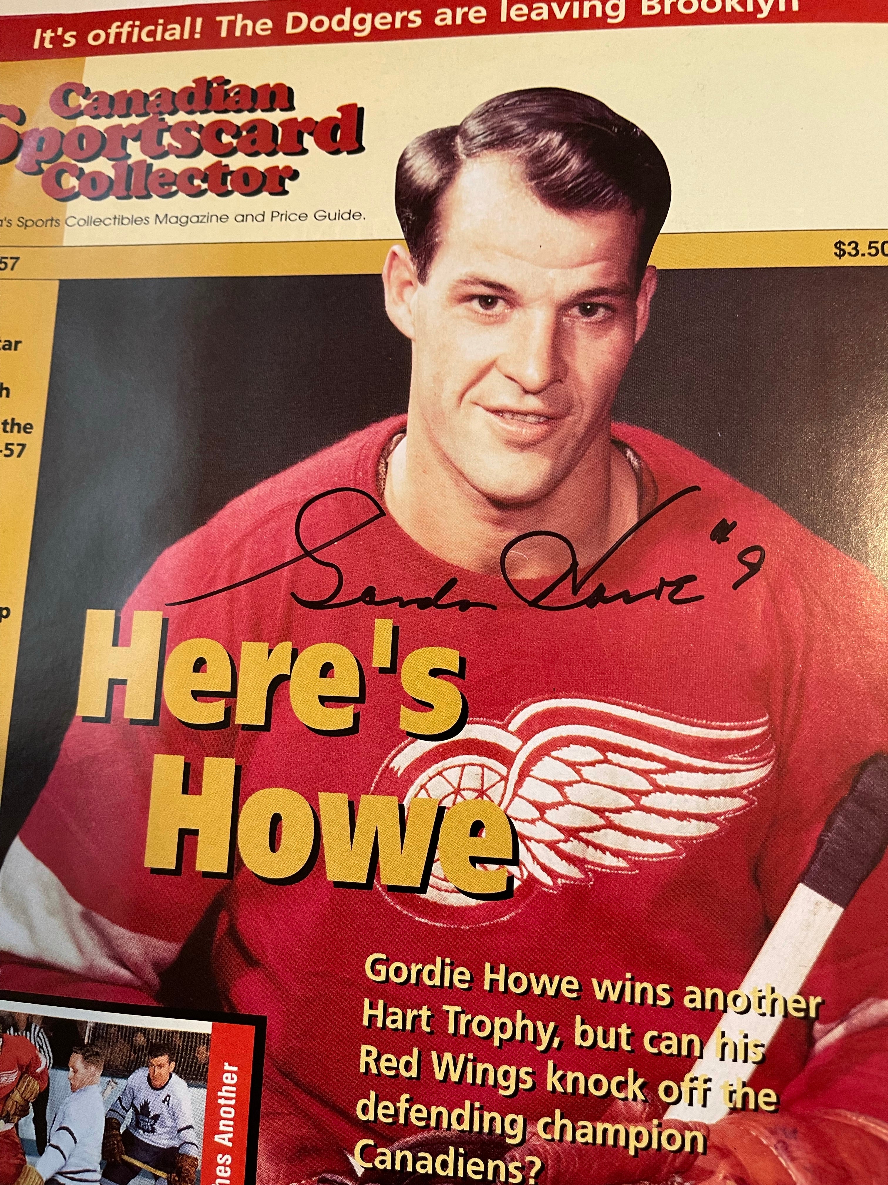 Gordie Howe hockey legend autograph magazine with COA