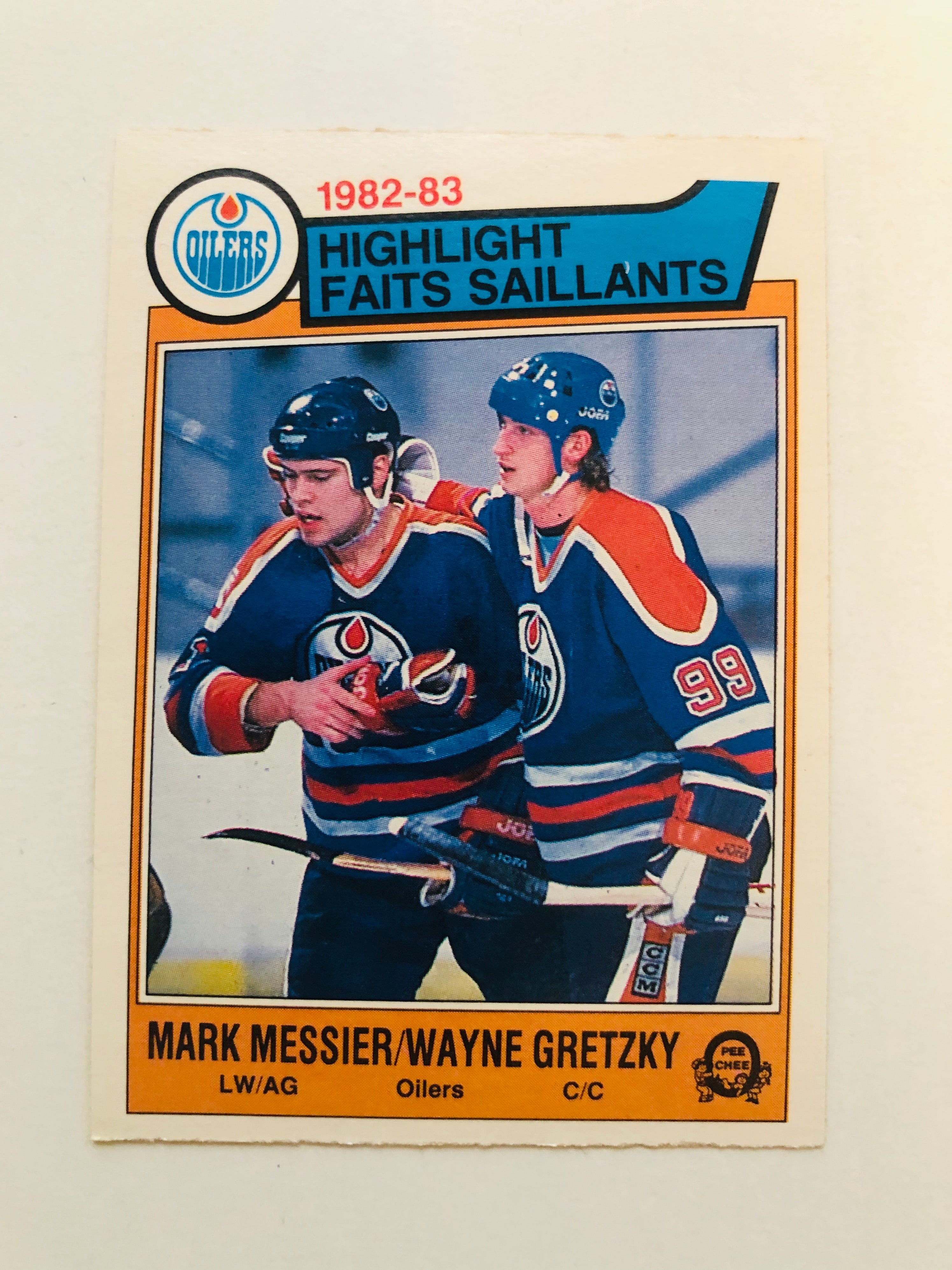 1983 Opc Wayne Gretzky and Mark Messier hockey card
