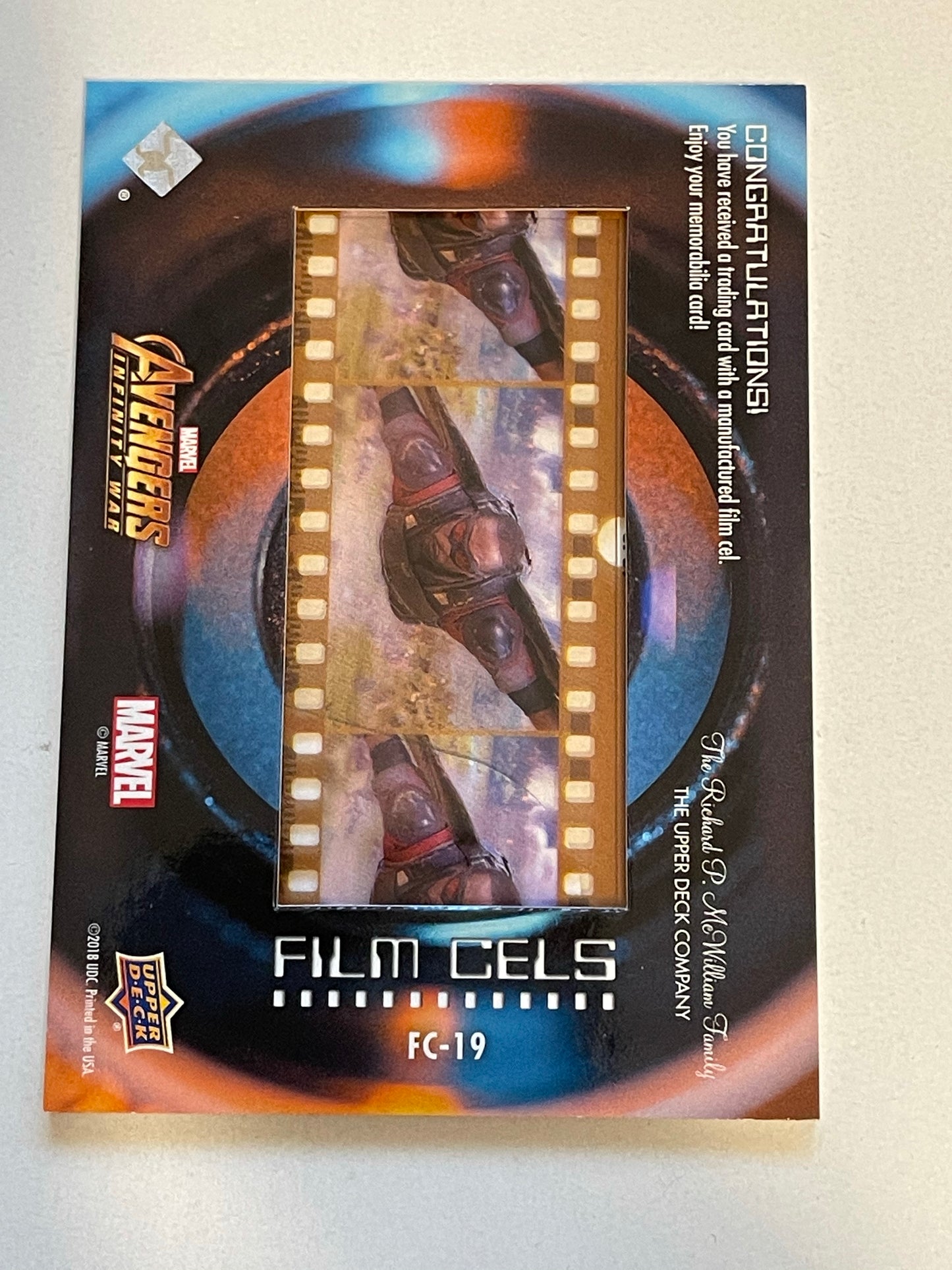 Iron Man Marvel rare film cel upperdeck insert card