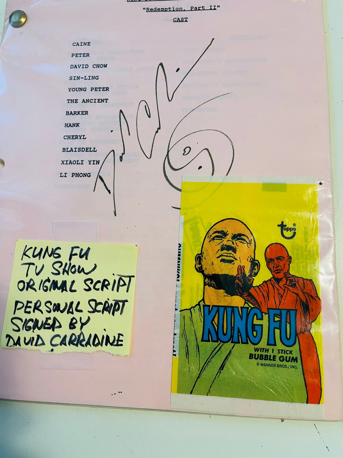 Kung Fu David Carradine original autograph shooting script with COA