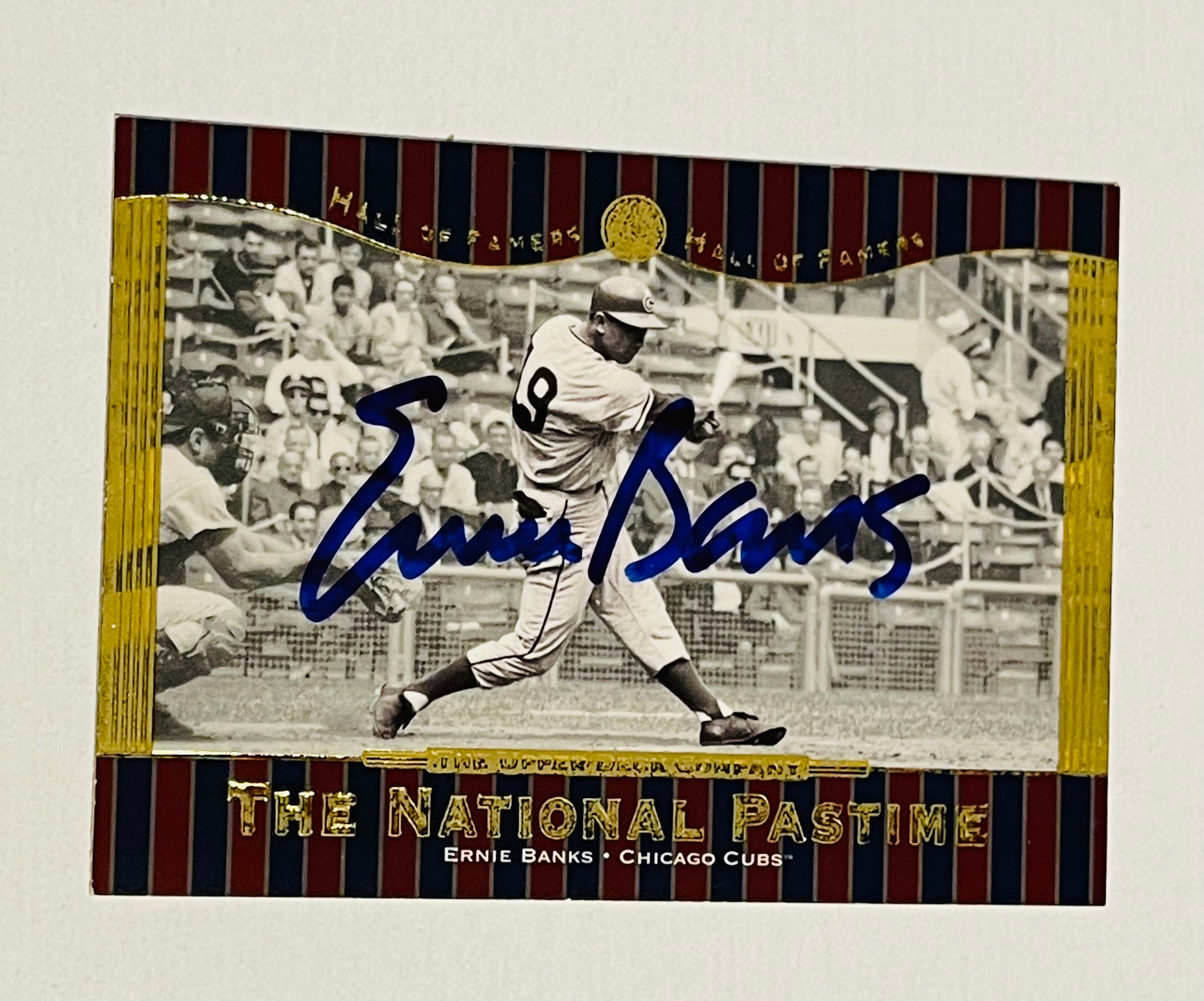 Ernie Banks baseball legend autograph card with COA