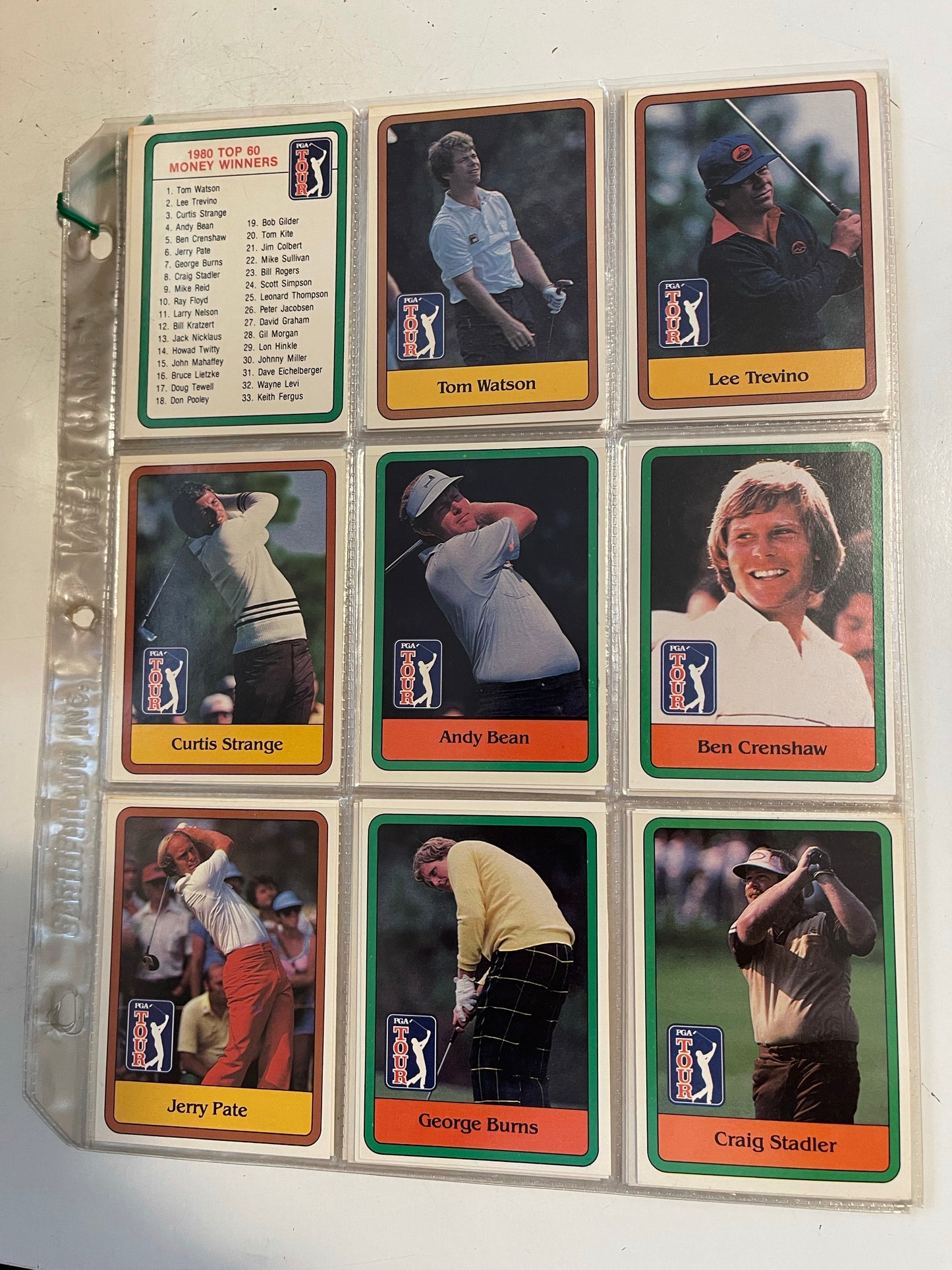 PGA Golf rare high grade first series complete cards set in pages 1981