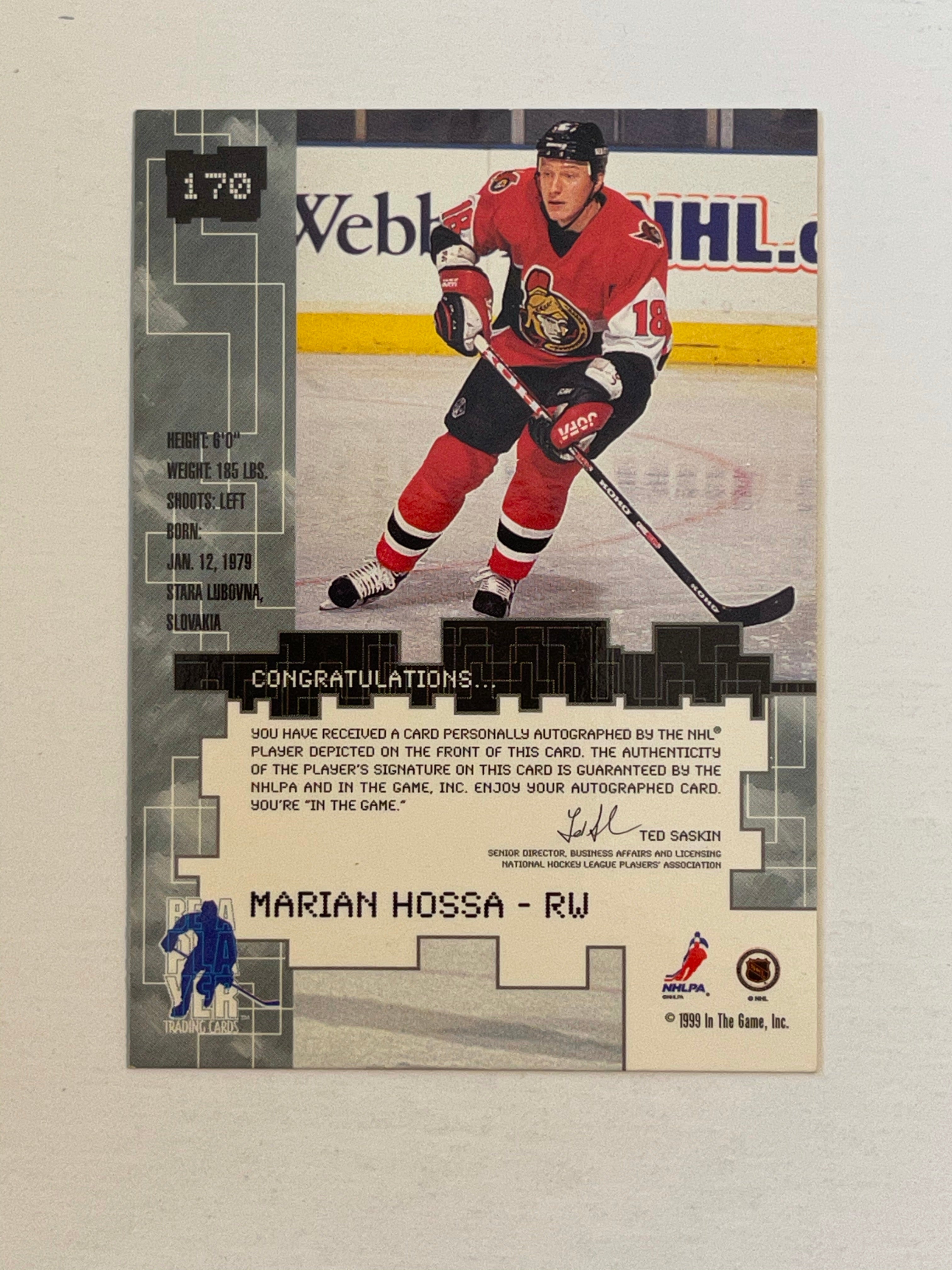 Marian Hossa Be a Player autograph insert hockey cart 1999