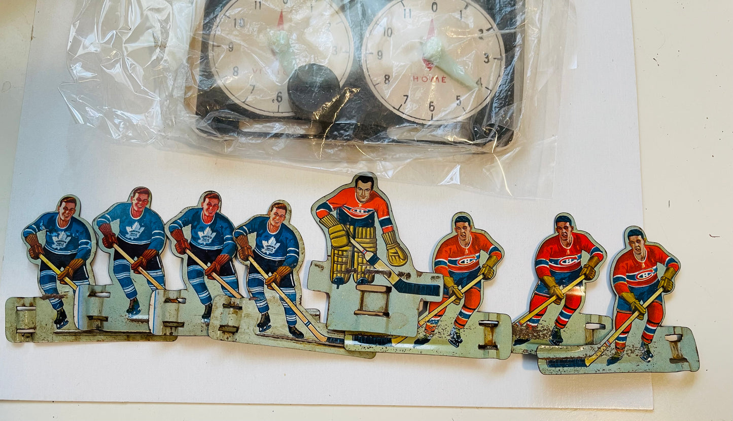 Hockey Leafs and Canadiens metal game players with scoreboard two nets and puck 1960s