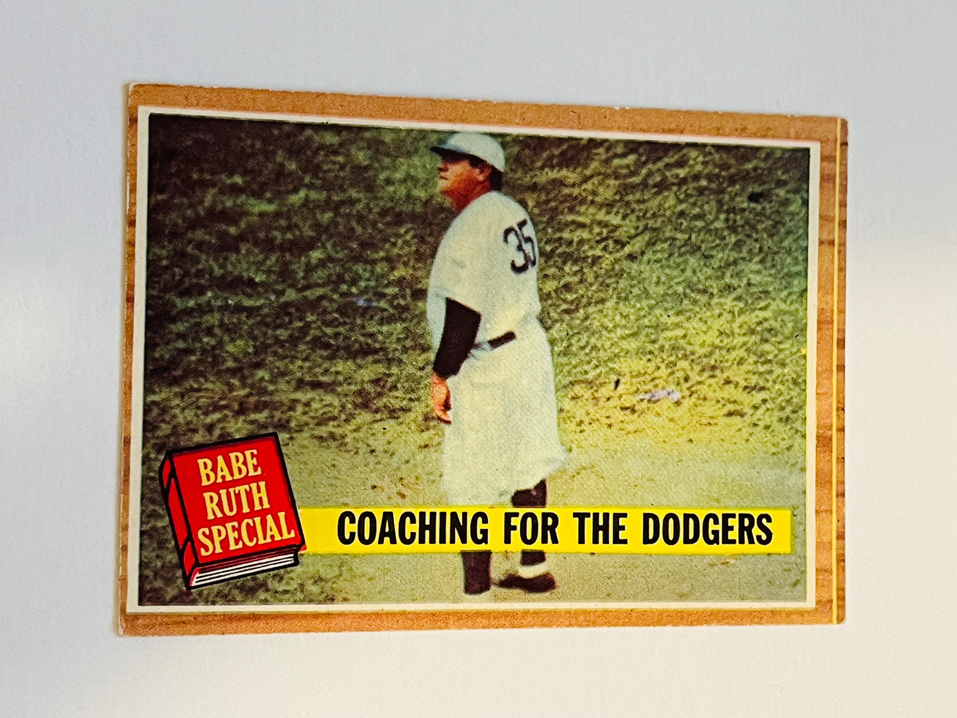 Babe Ruth Coaching for the Dodgers Topps baseball card 1960