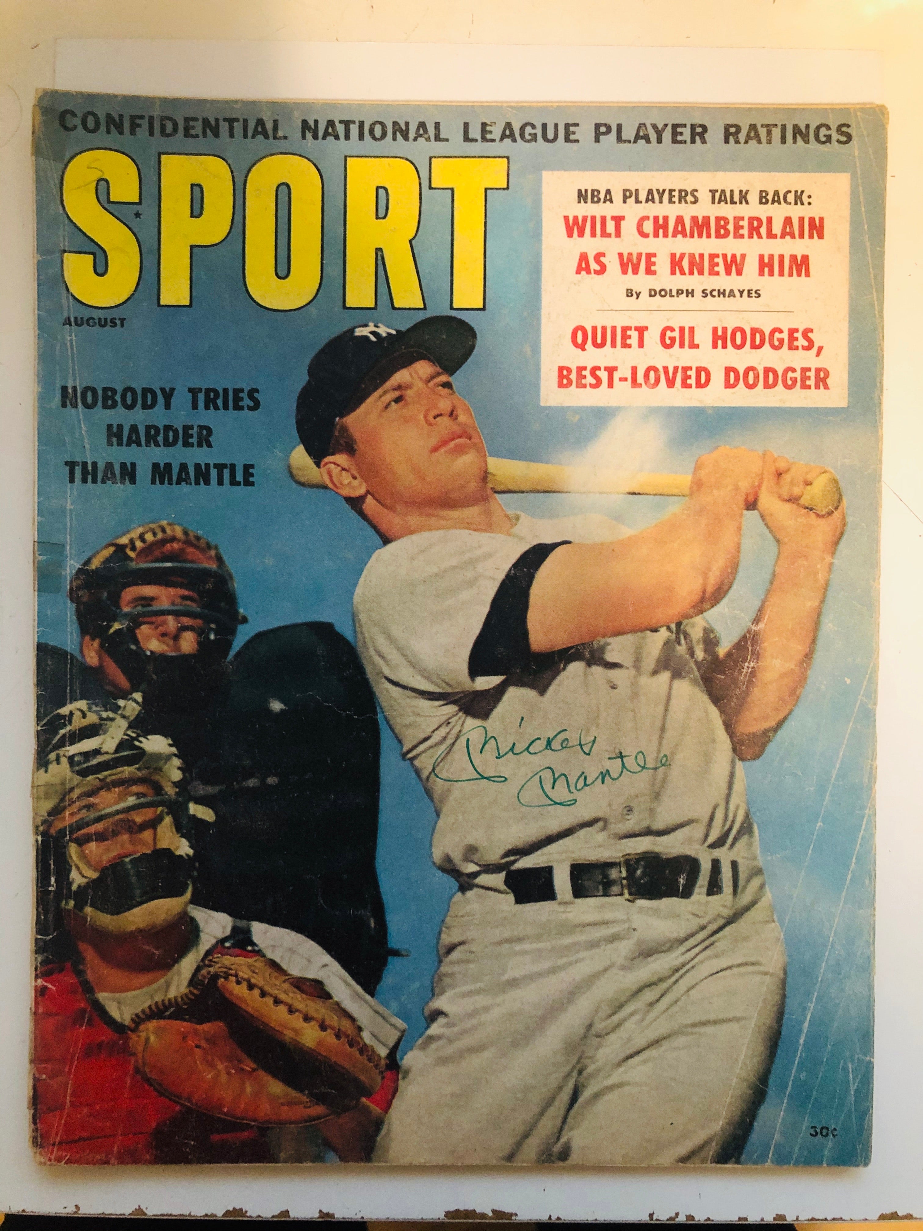 Mickey Mantle Sport Magazine signed with COA