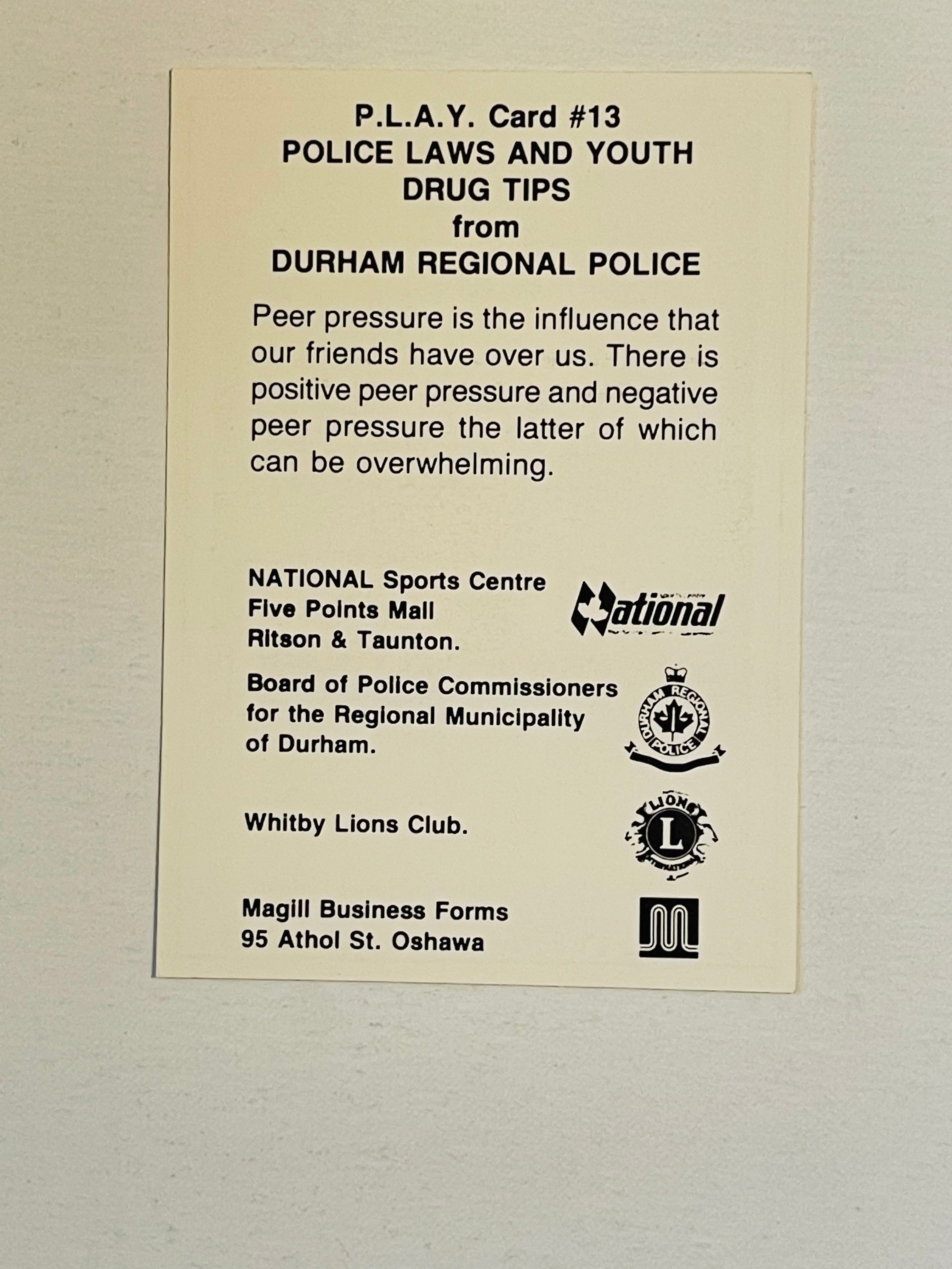 Eric Lindros rare police hockey card 1989