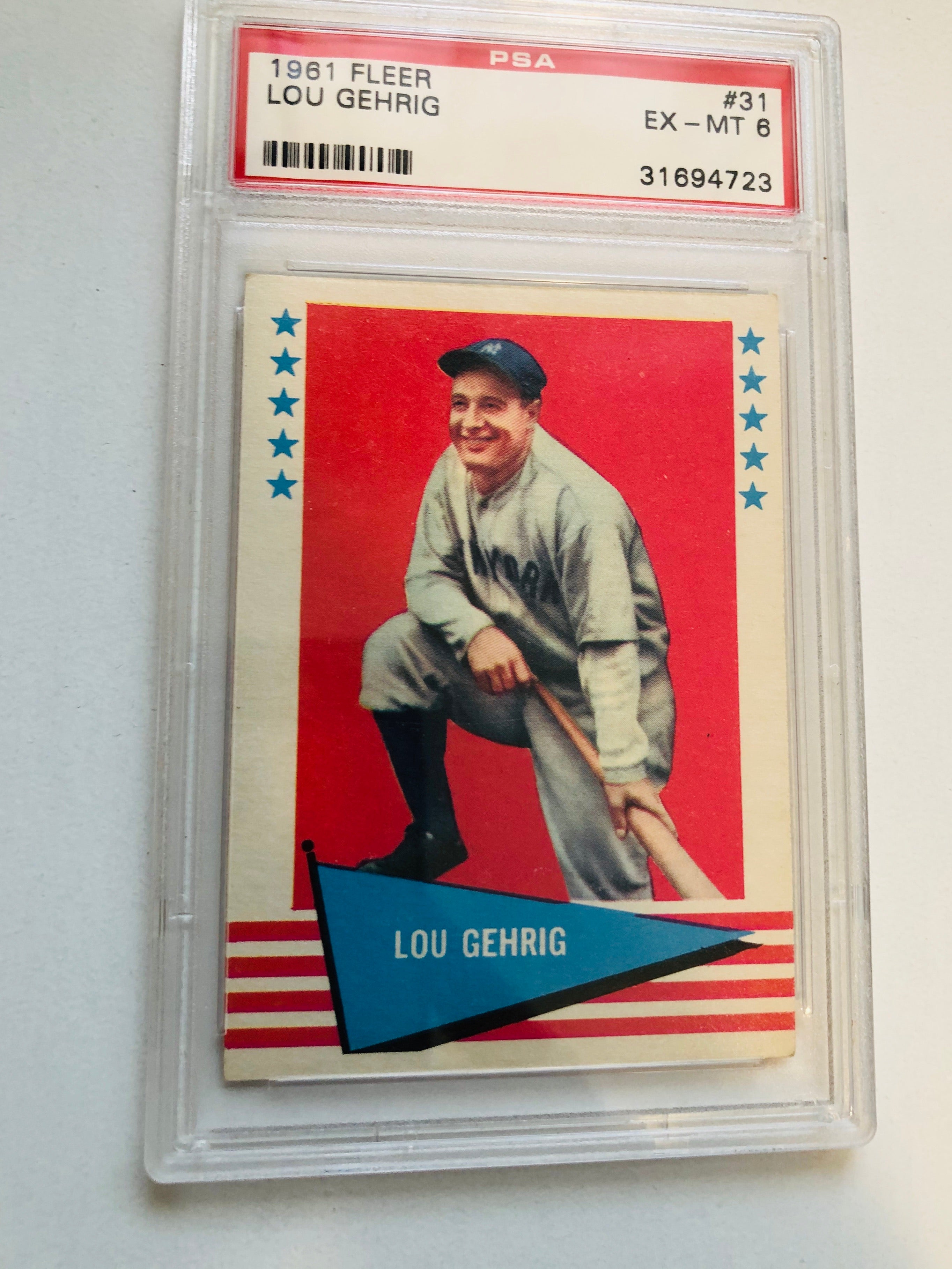 1961 Fleer Lou Gehrig PSA 6 Baseball card