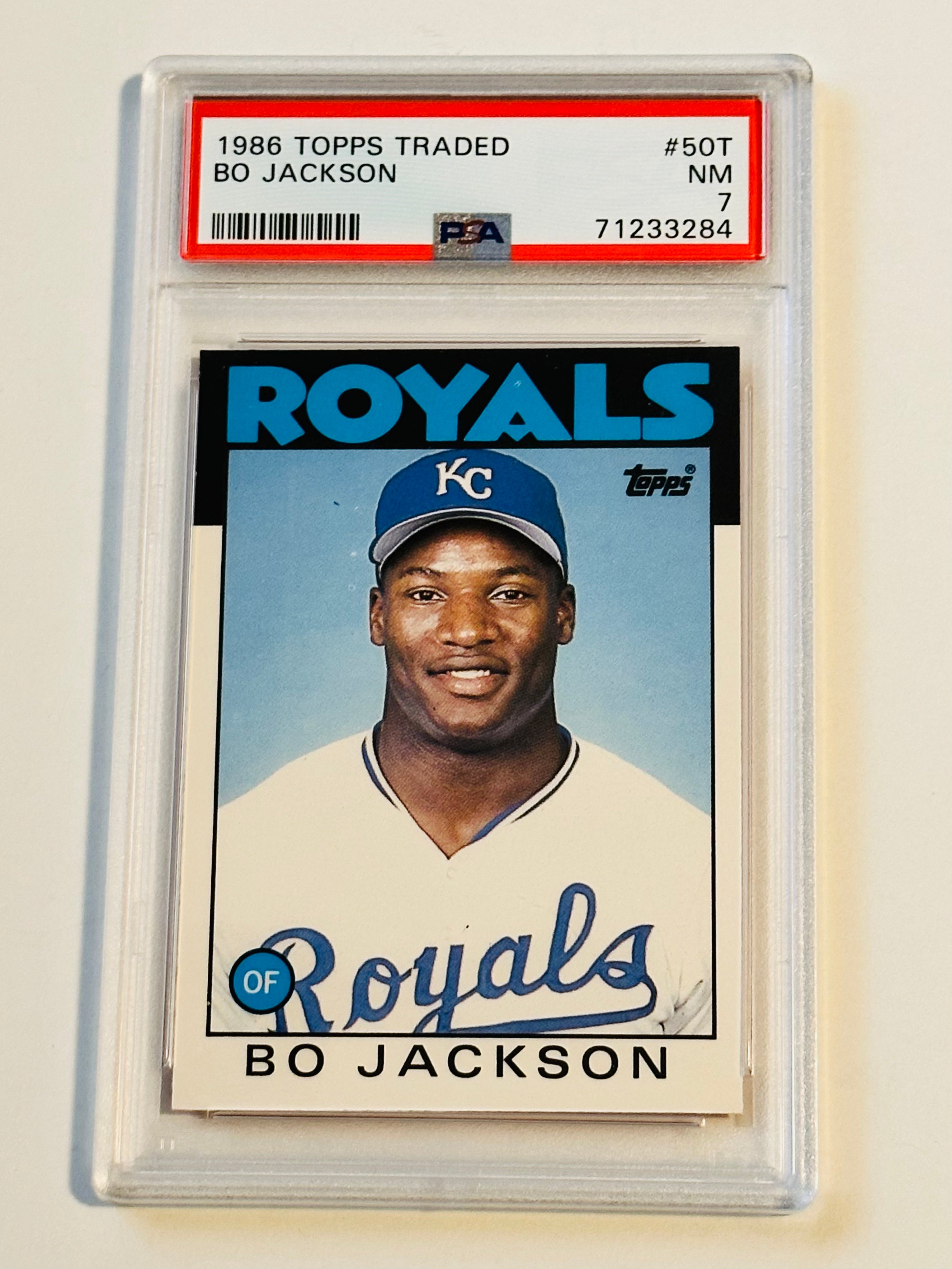 Bo Jackson baseball Topps traded rookie card 1986 PSA graded 7