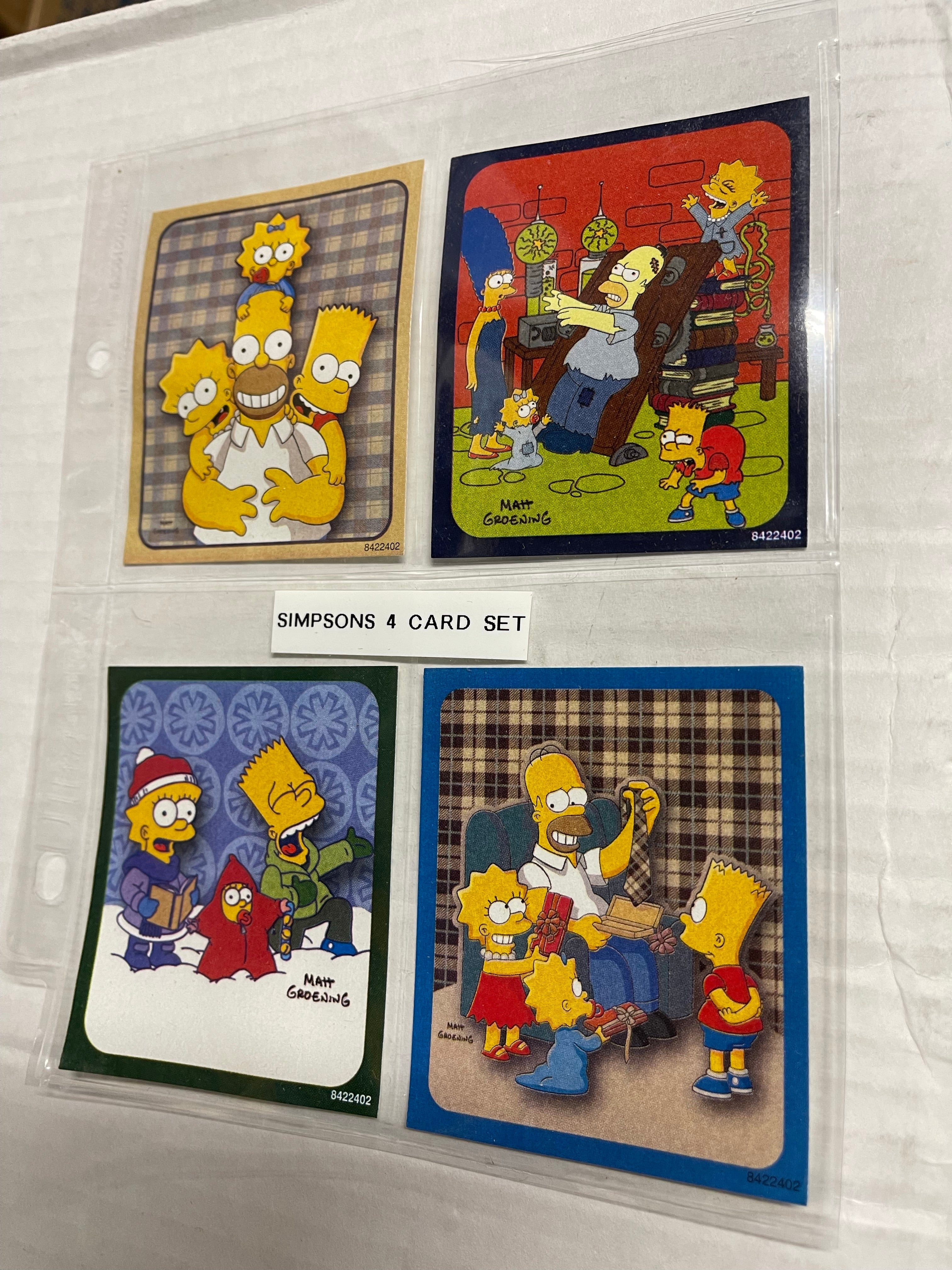The Simpsons TV show rare Duracell 4 stickers set with header card