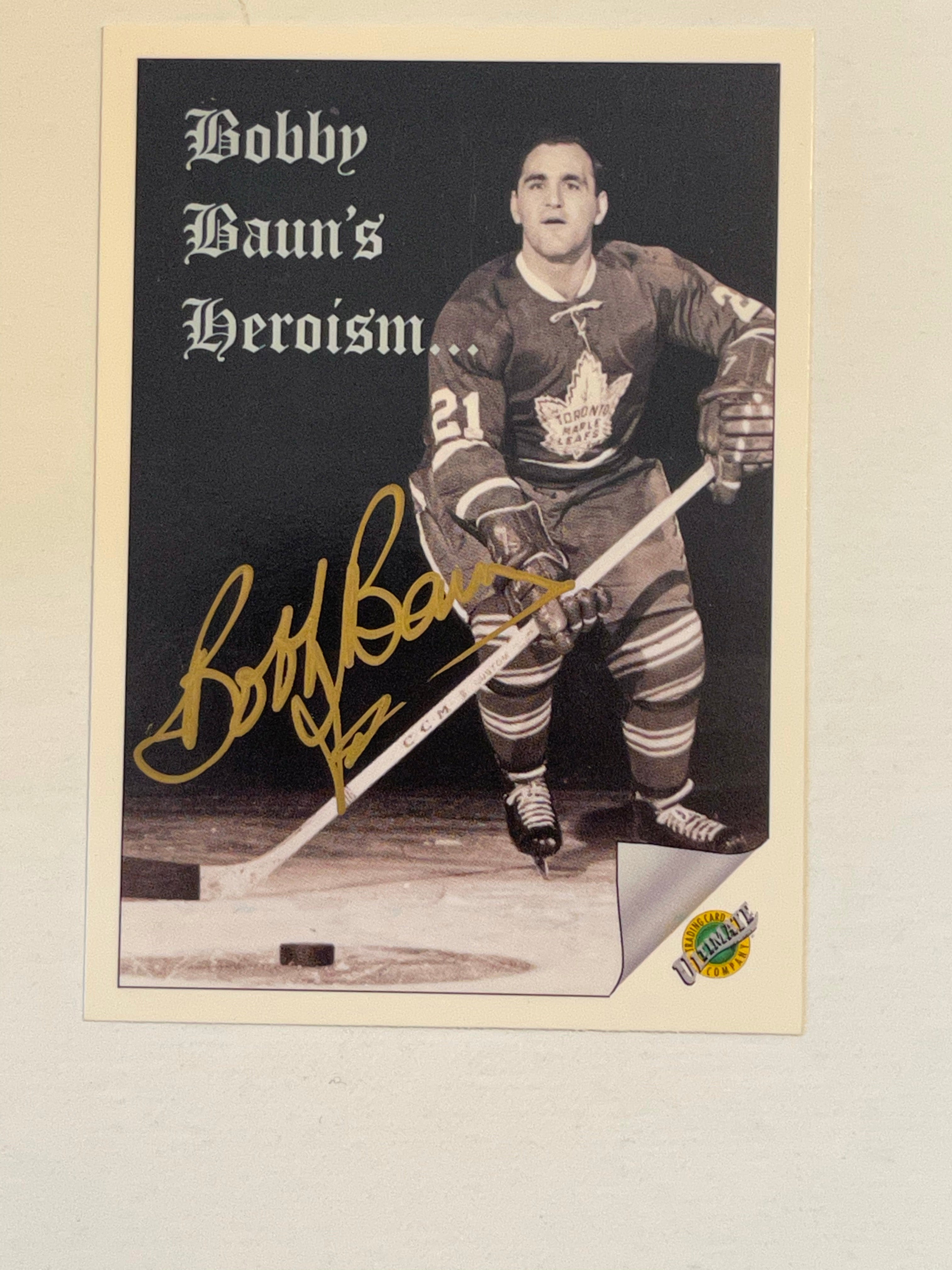 Bobby Baun Toronto Maple Leafs hockey autograph card with COA
