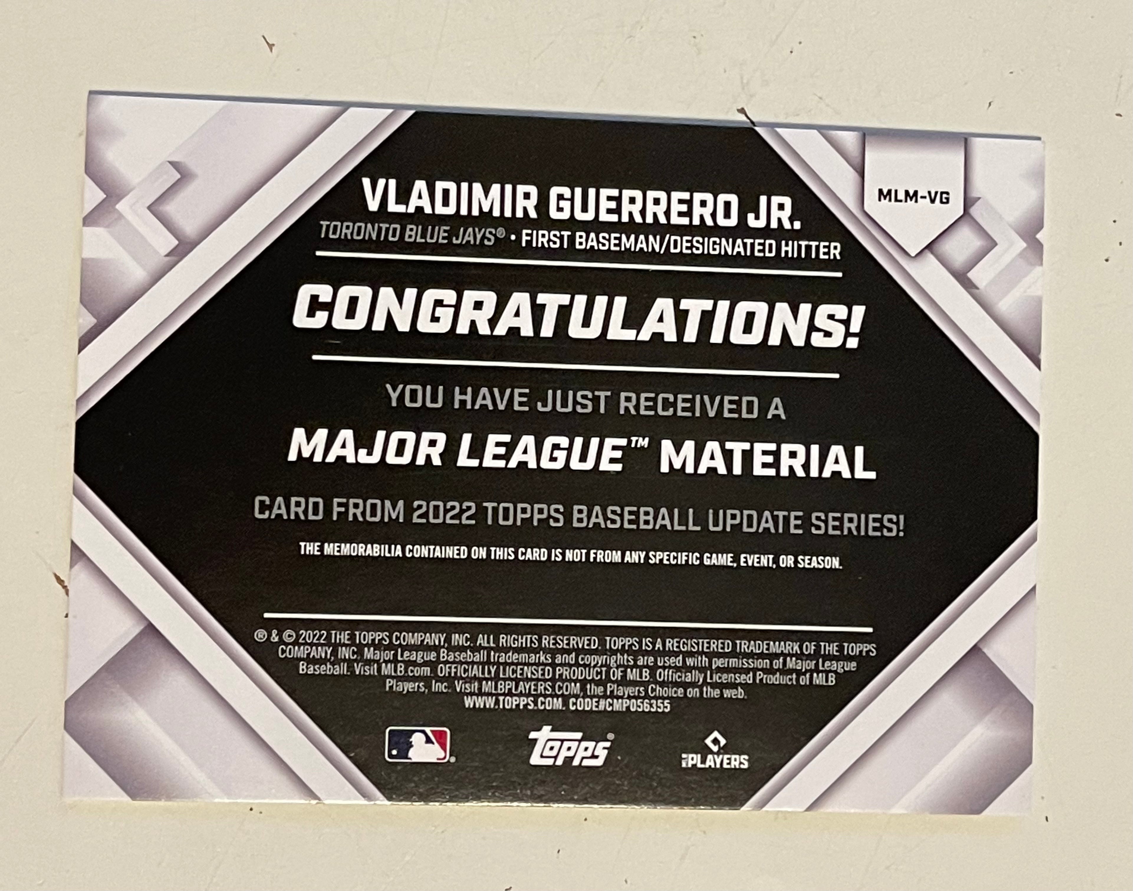 Vladimir Guerrero jr baseball memorabilia insert card