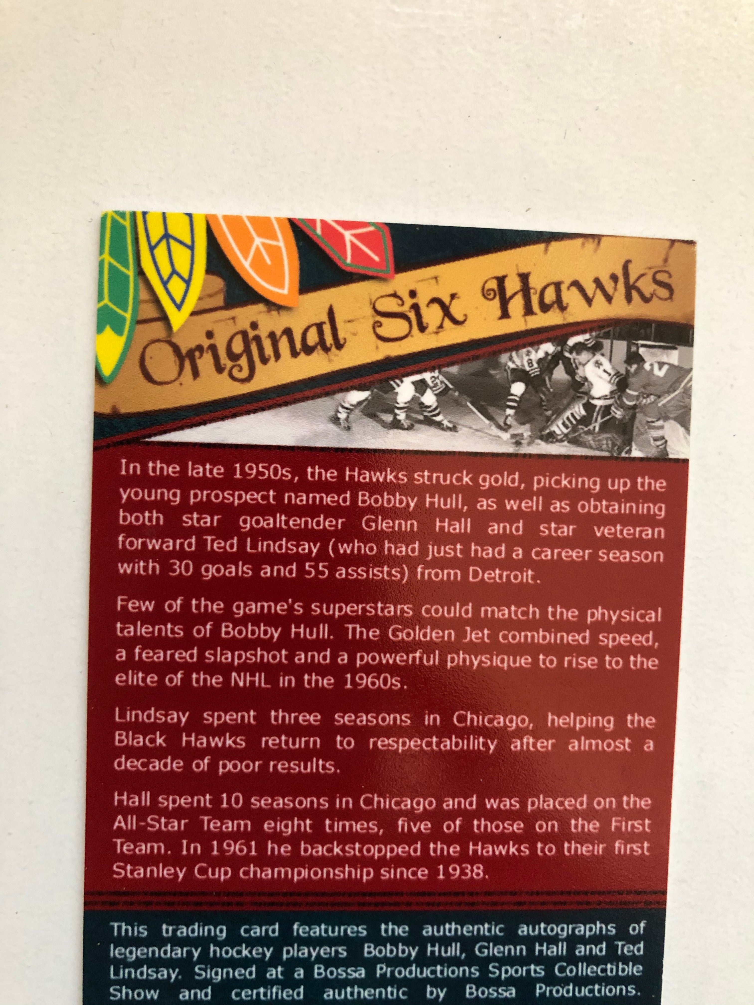 Chicago Black Hawks hockey legends triple autograph insert card 13/25