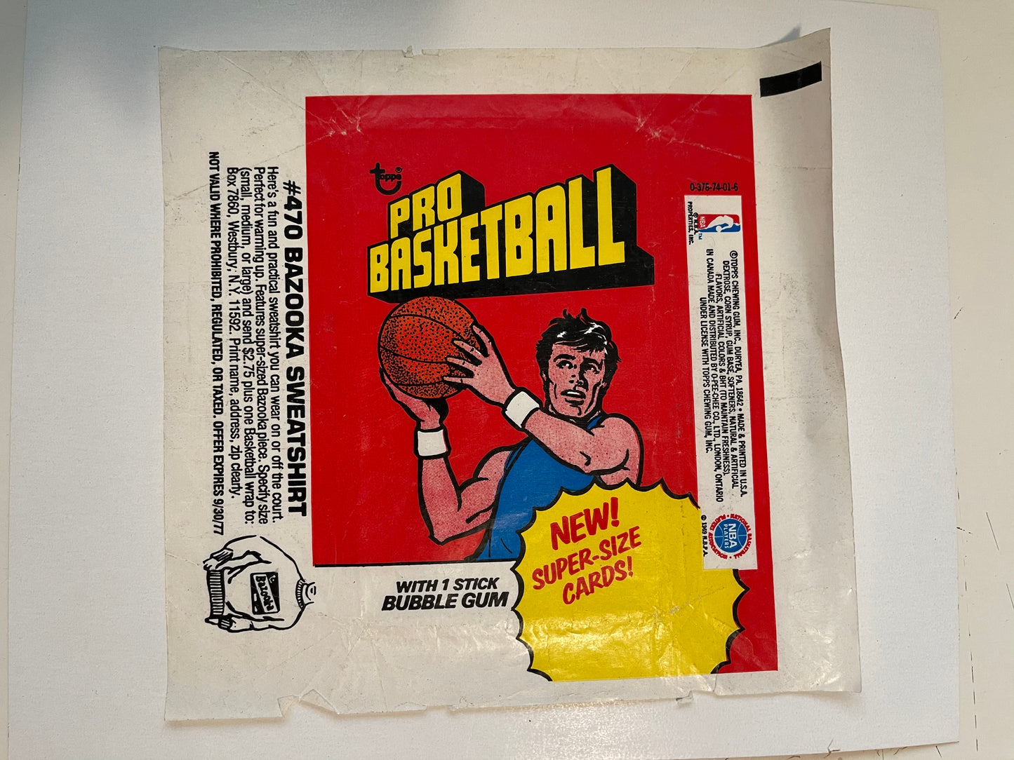 1976/77 NBA rare vintage basketball cards wrapper