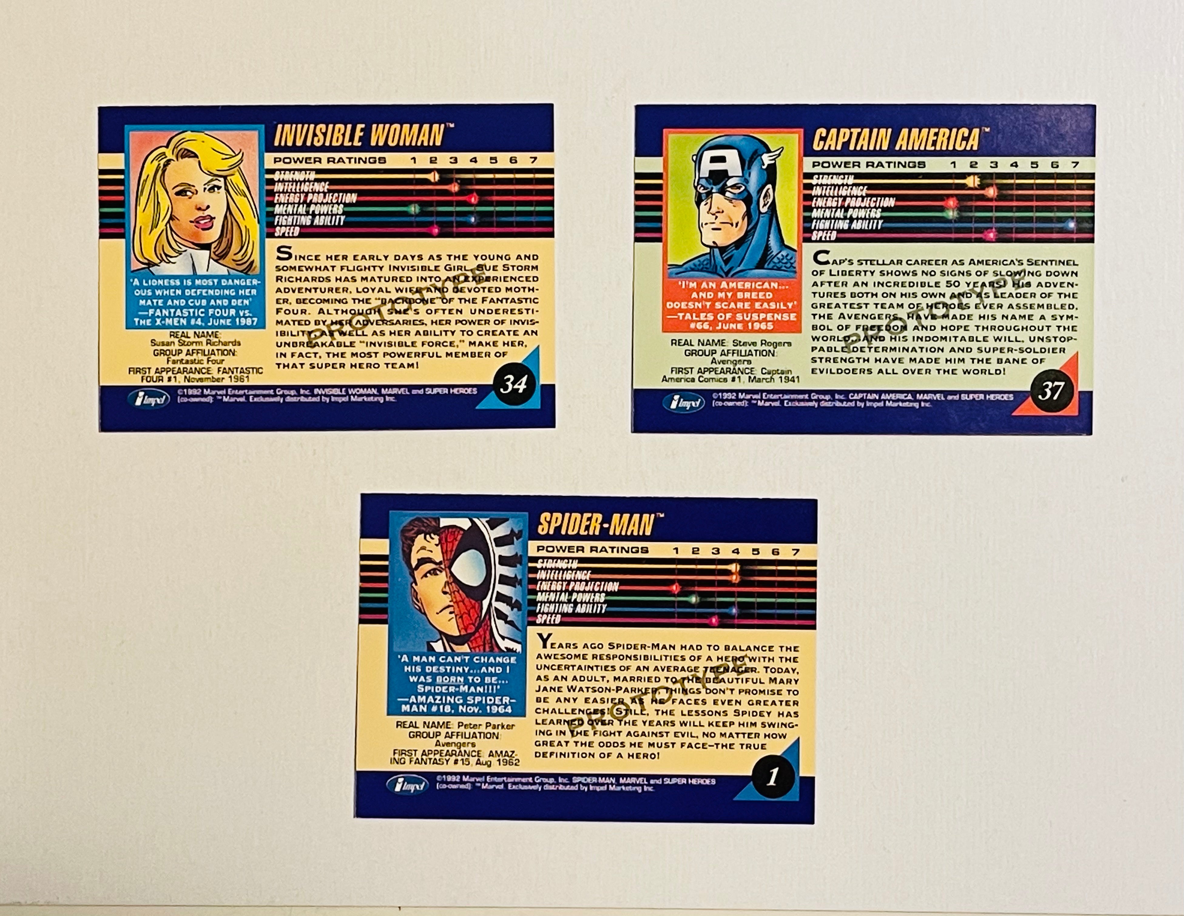 rare 1991 marvel cards Marvel Universe series 1 rare 3 cards factory sealed preview set 1990