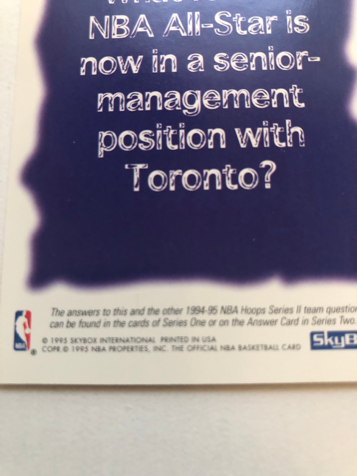 Toronto Raptors Fleer first logo basketball card 1995