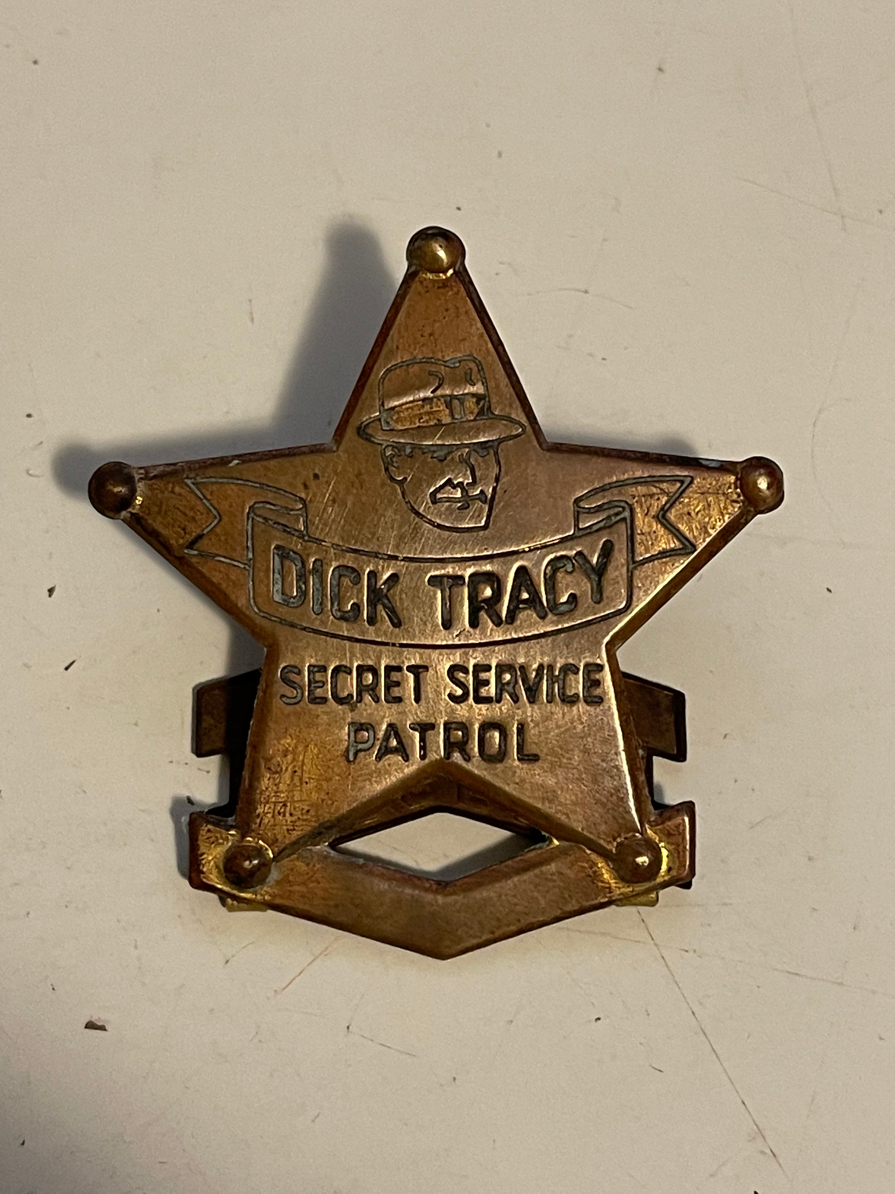 Dick Tracy secret service patrol rare Quaker Oats metal badge 1938