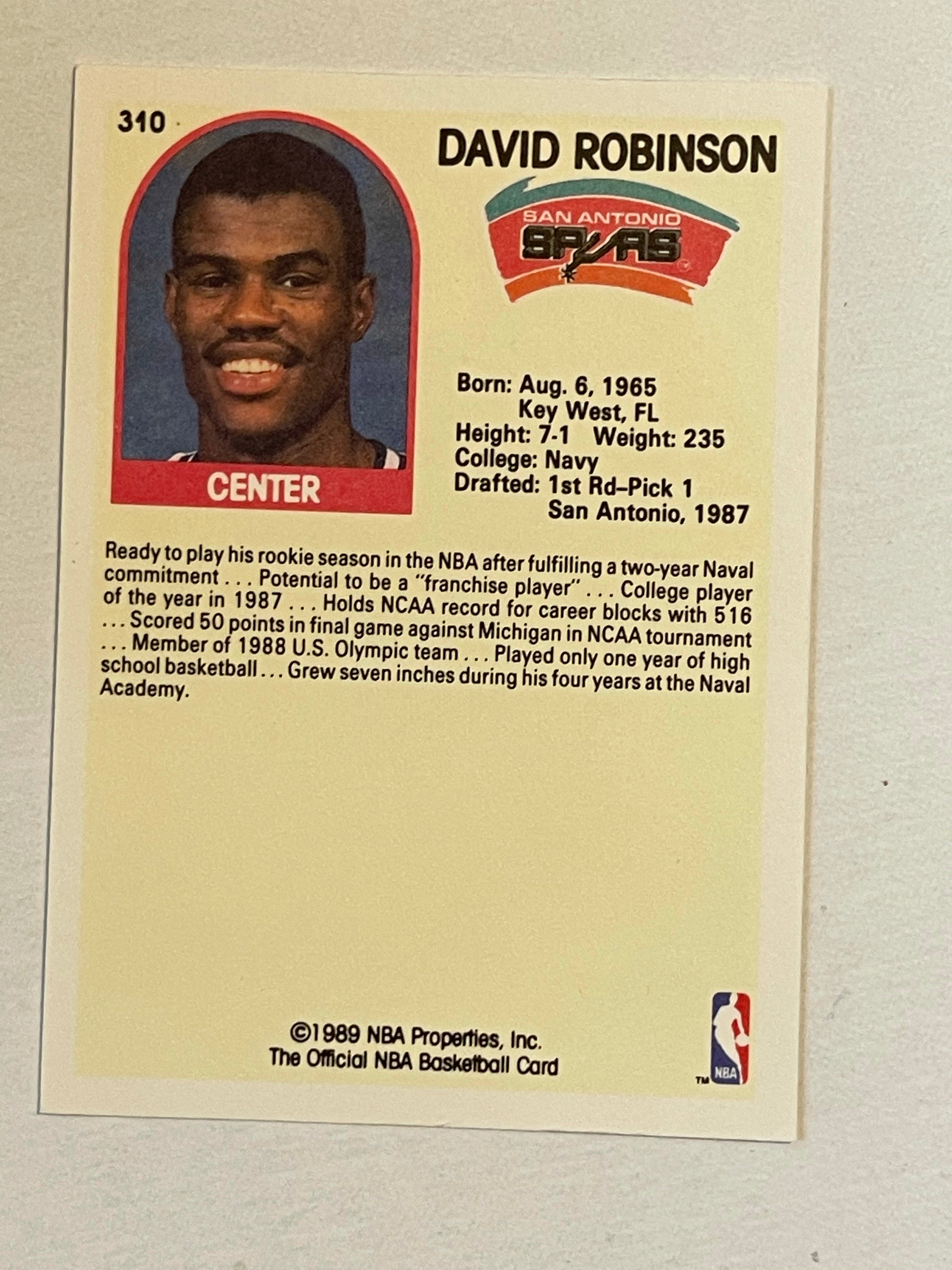 David Robinson Hoops series 2 basketball rookie card 1989