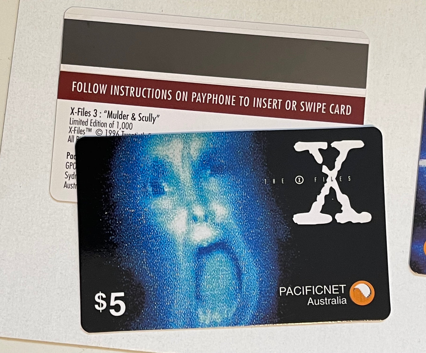 X-Files rare Australian 4 card phonecards set 1990