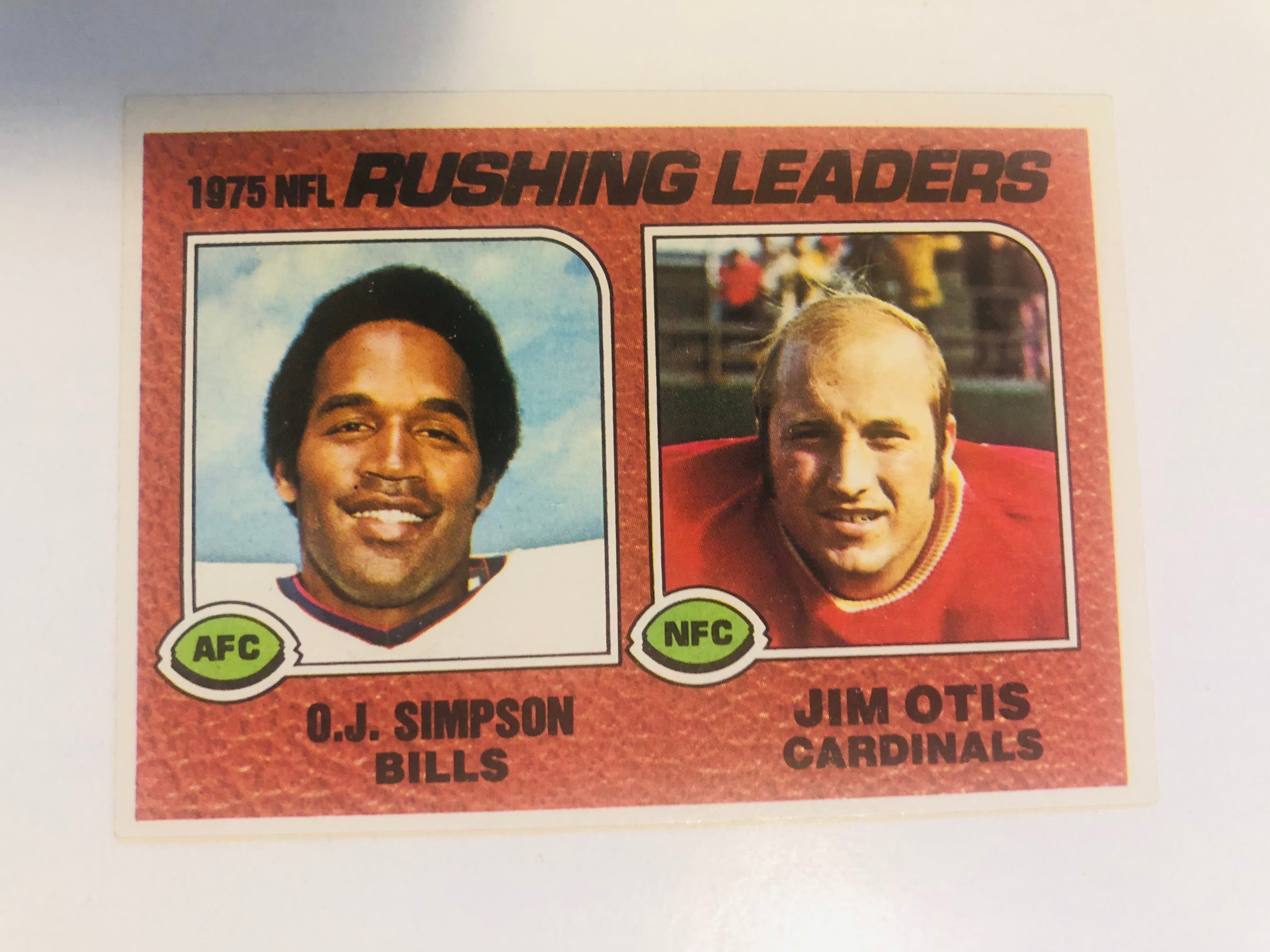 OJ Simpson Buffalo Bills football Rushing leader card 1976