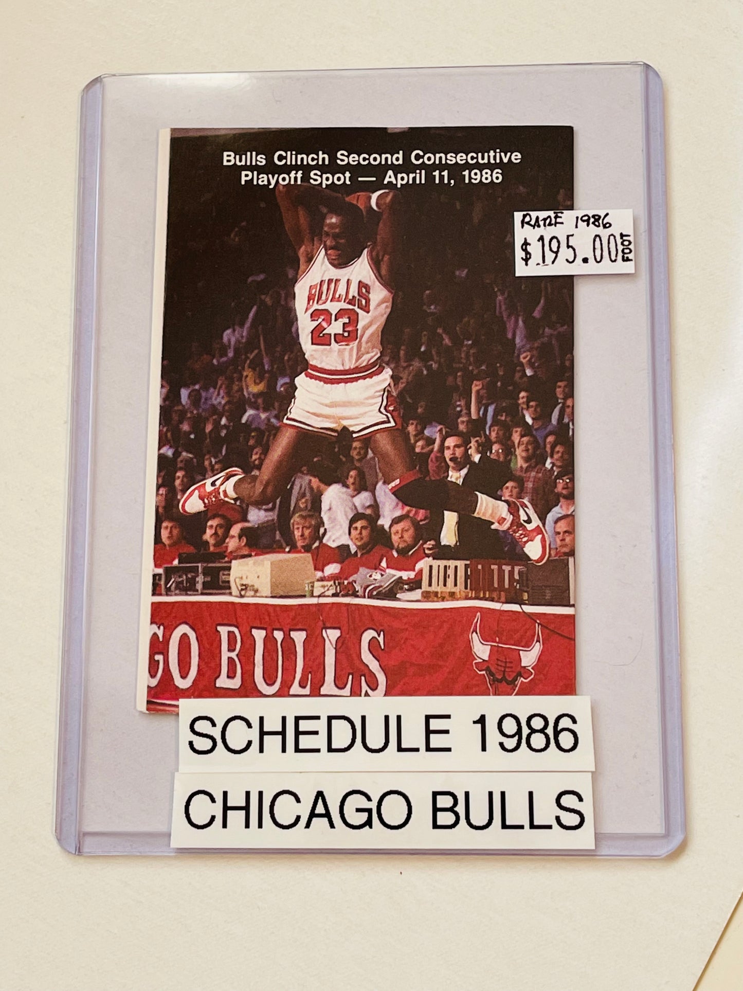 Michael Jordan Chicago Bulls rare basketball schedule 1986-87