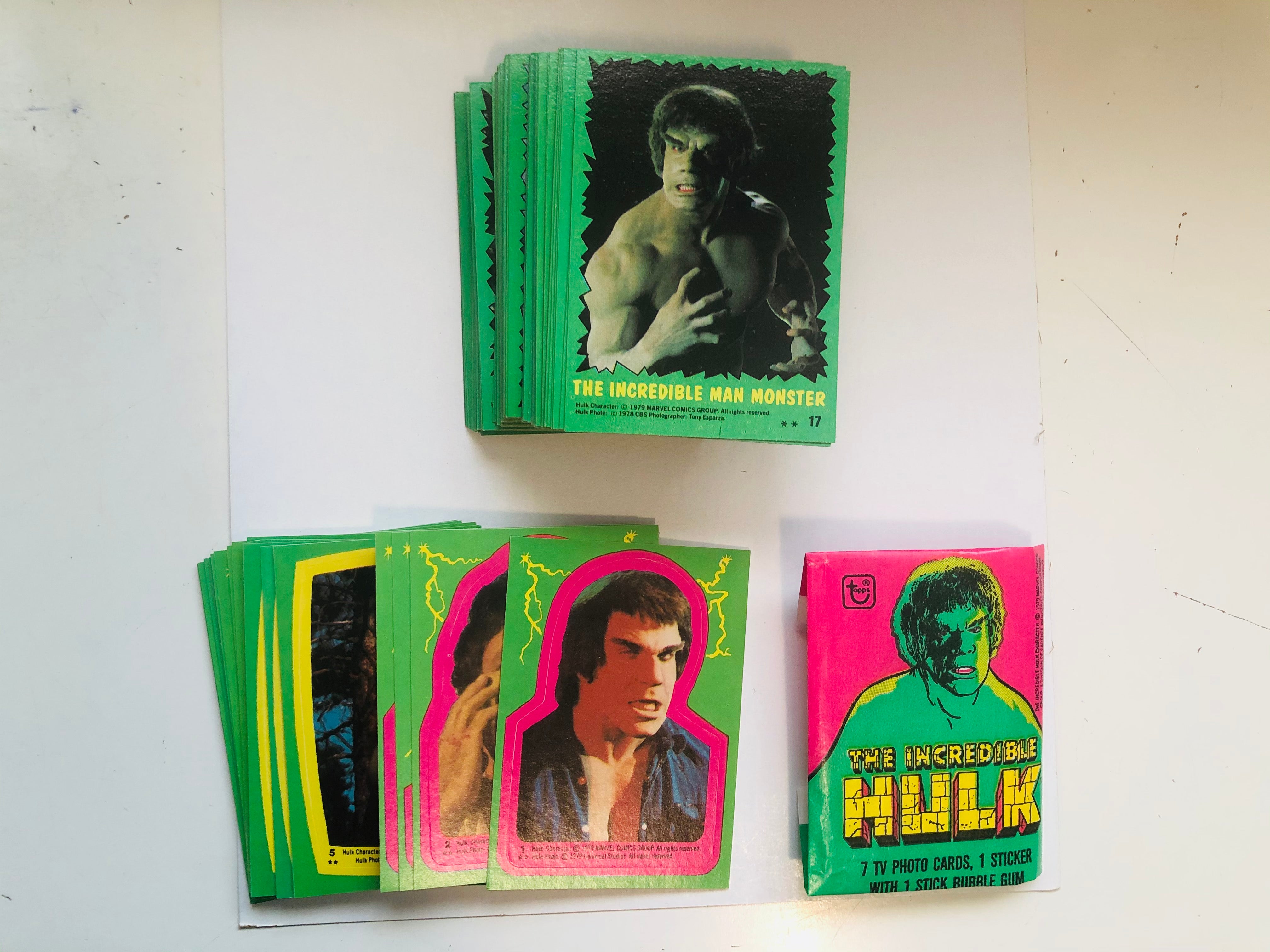 Incredible Hulk TV Show cards and stickers set 1978