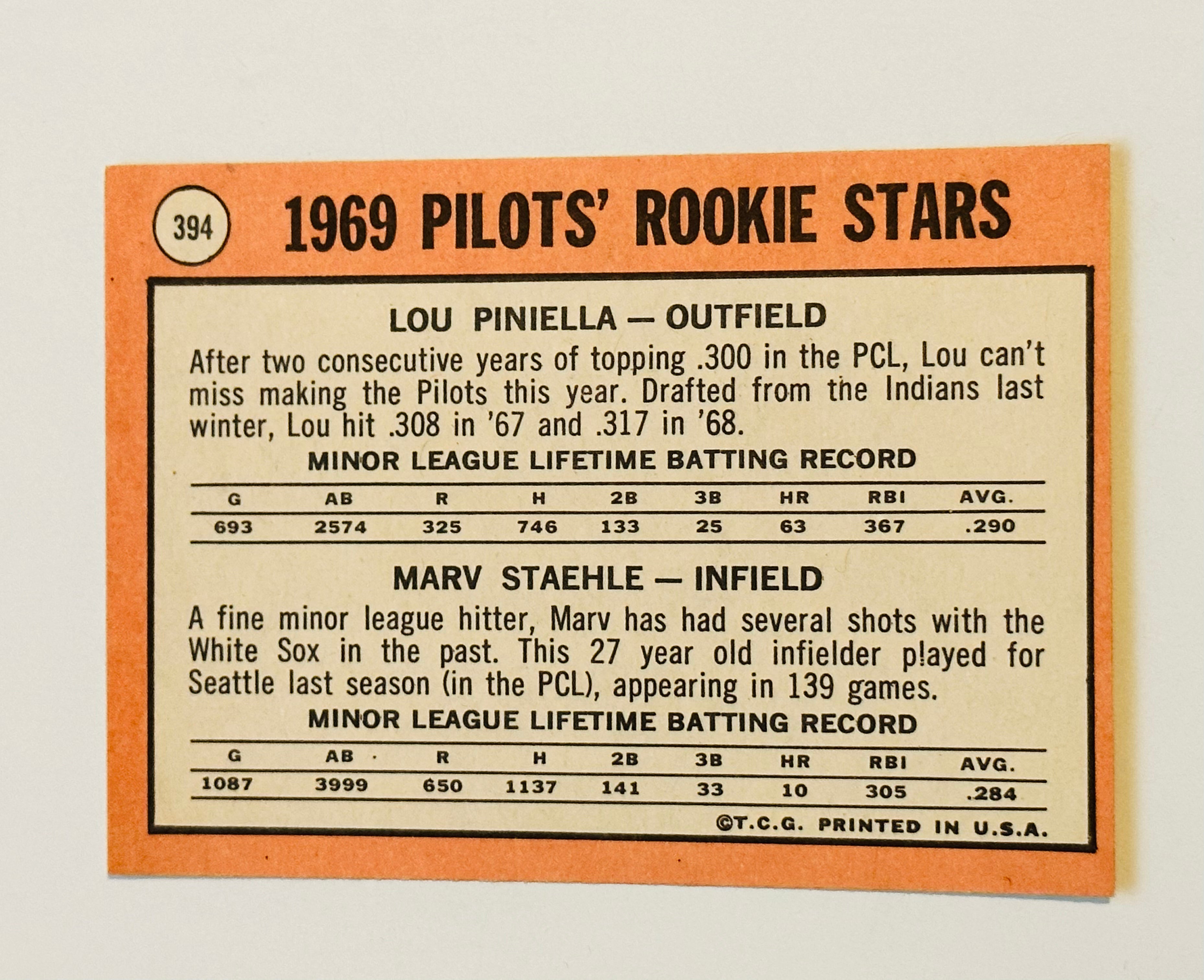 1969 Topps Lou Piniella rookie stars high grade baseball card