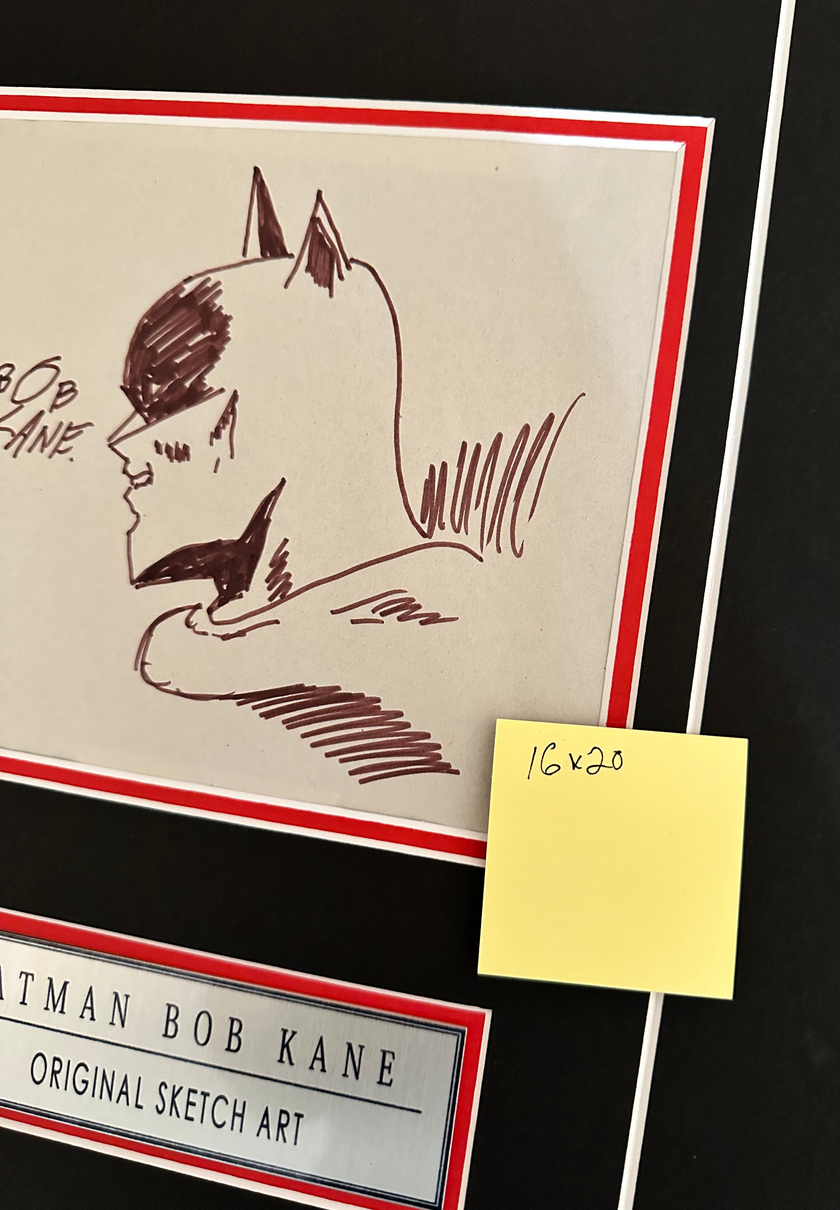 Batman Bob Kane rare original signed sketch matted sold with COA