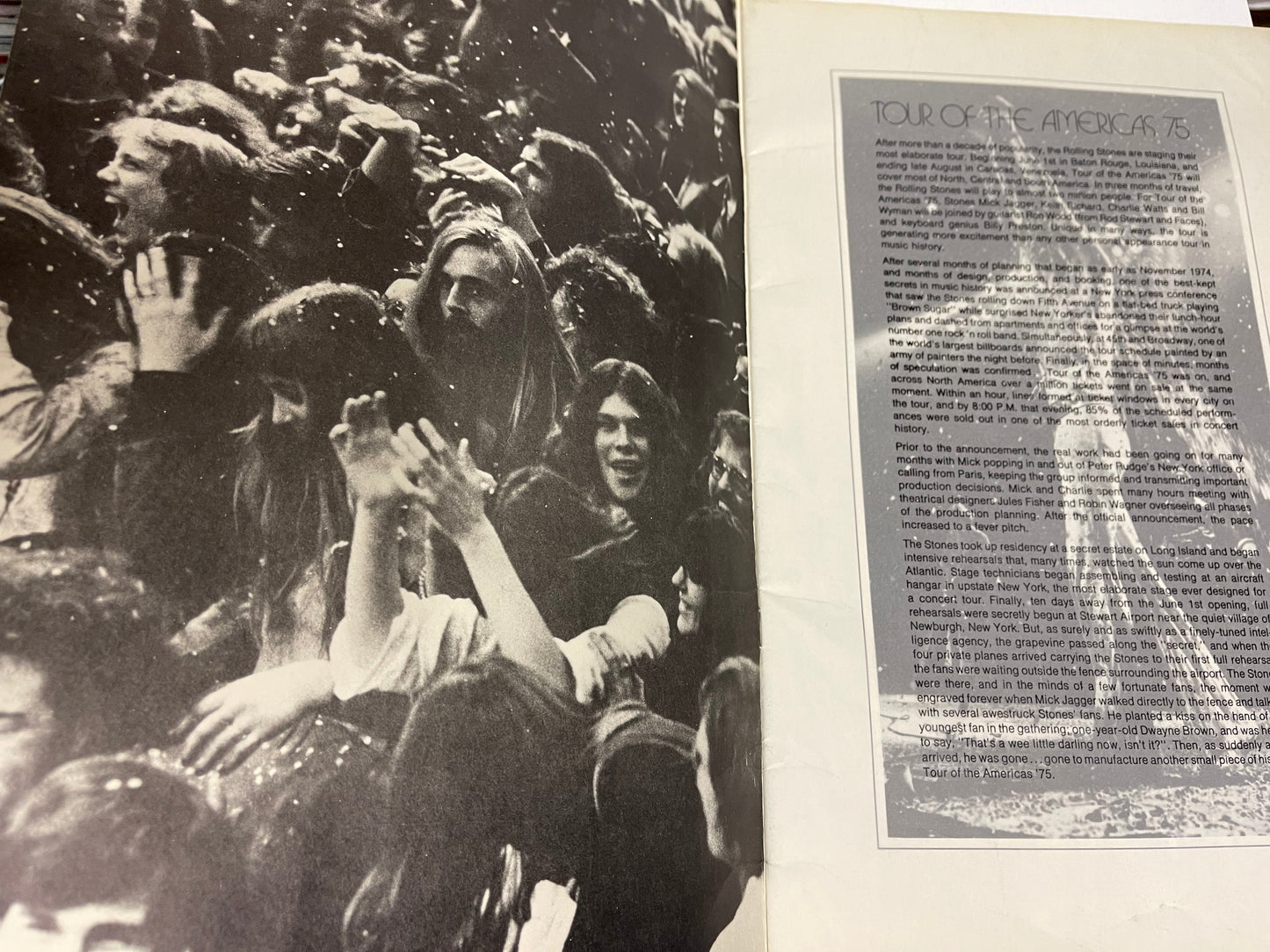 Rolling Stones rare Tour of the Americas concert program 1975