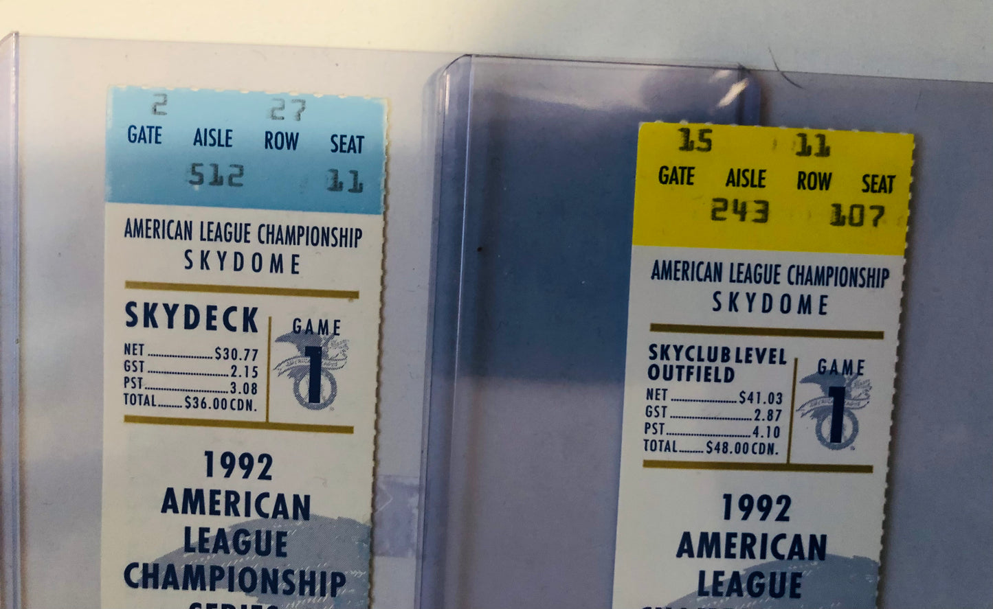 Toronto Blue Jays baseball two rare American League playoff tickets 1992