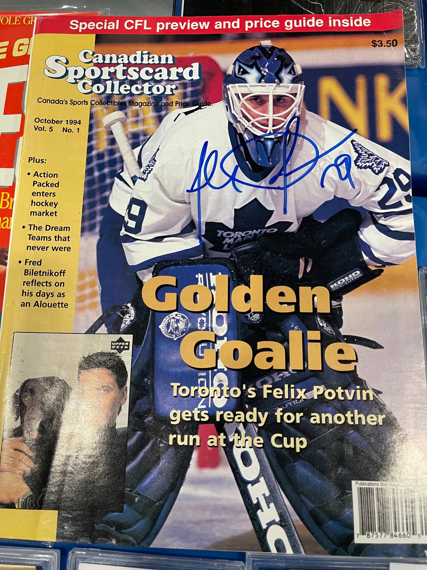 Felix Potvin autograph magazine with COA