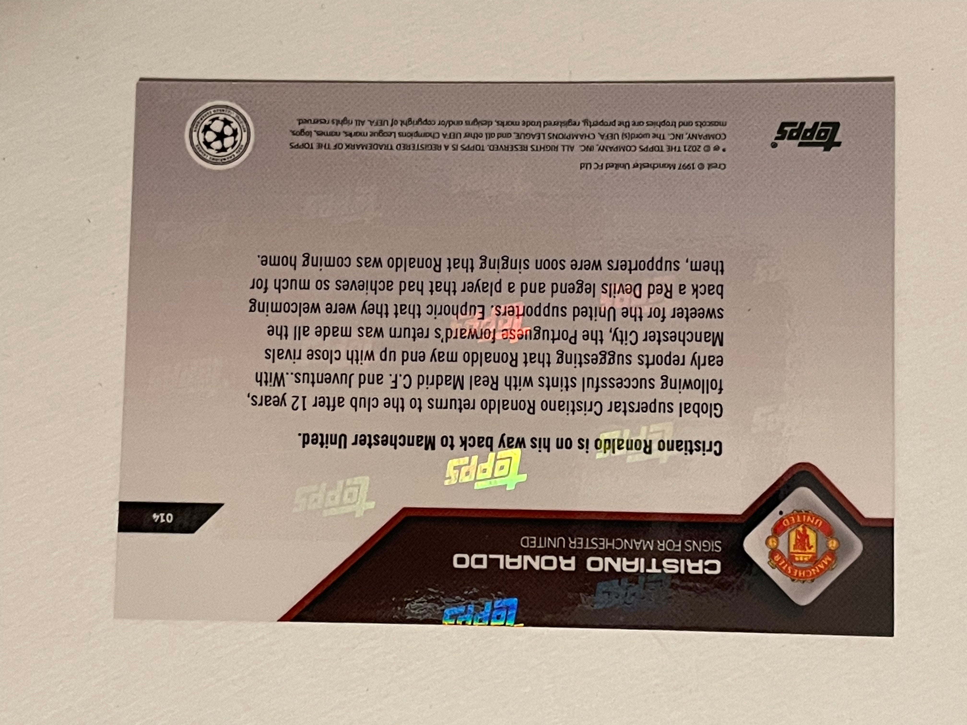 Cristiano Ronaldo rare Topps Manchester United soccer card