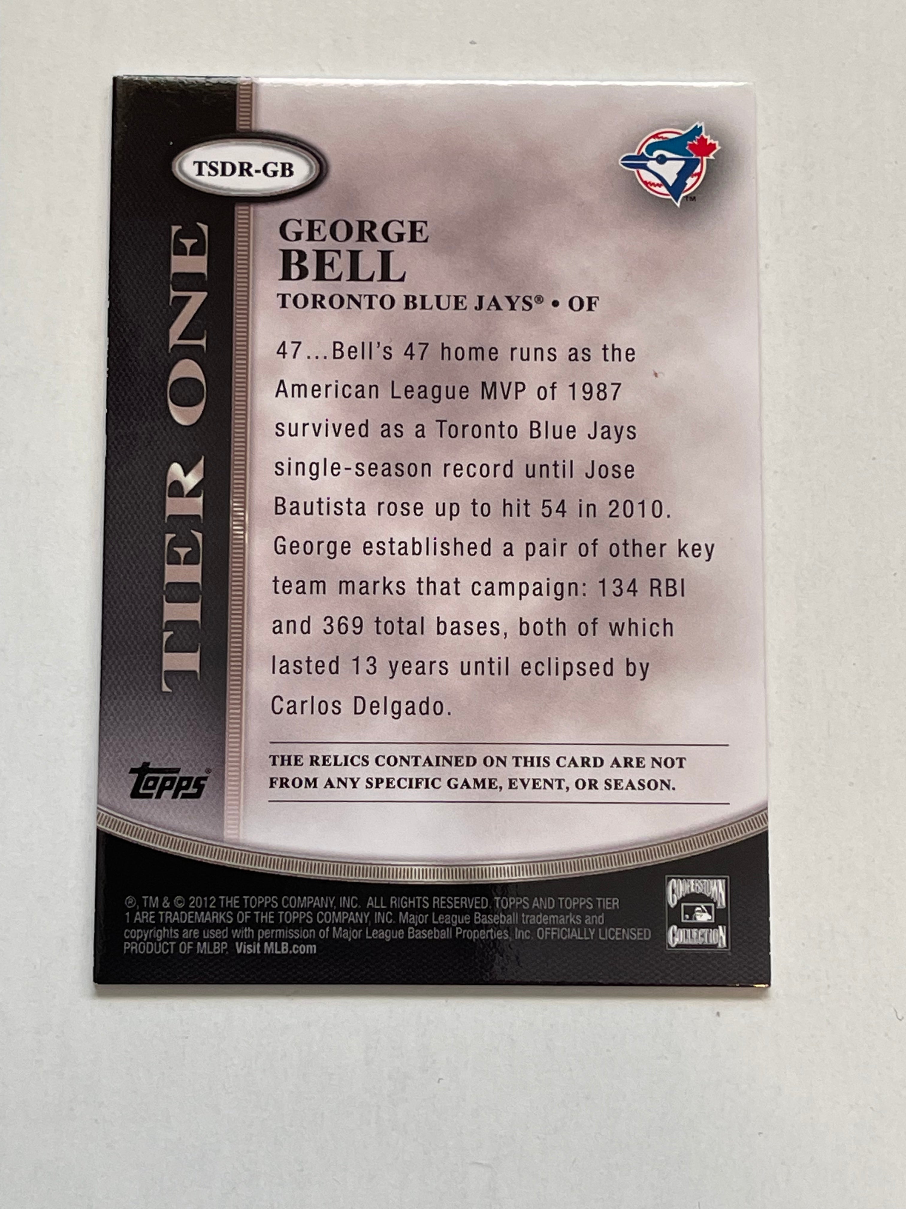 Toronto Blue jays George Bell rare memorabilia insert baseball card