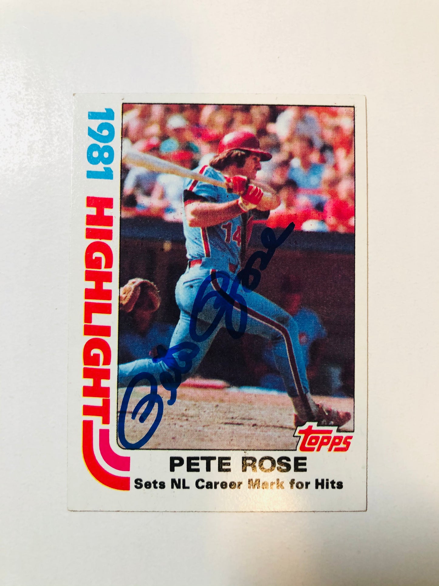 Pete Rose signed in person baseball card with COA