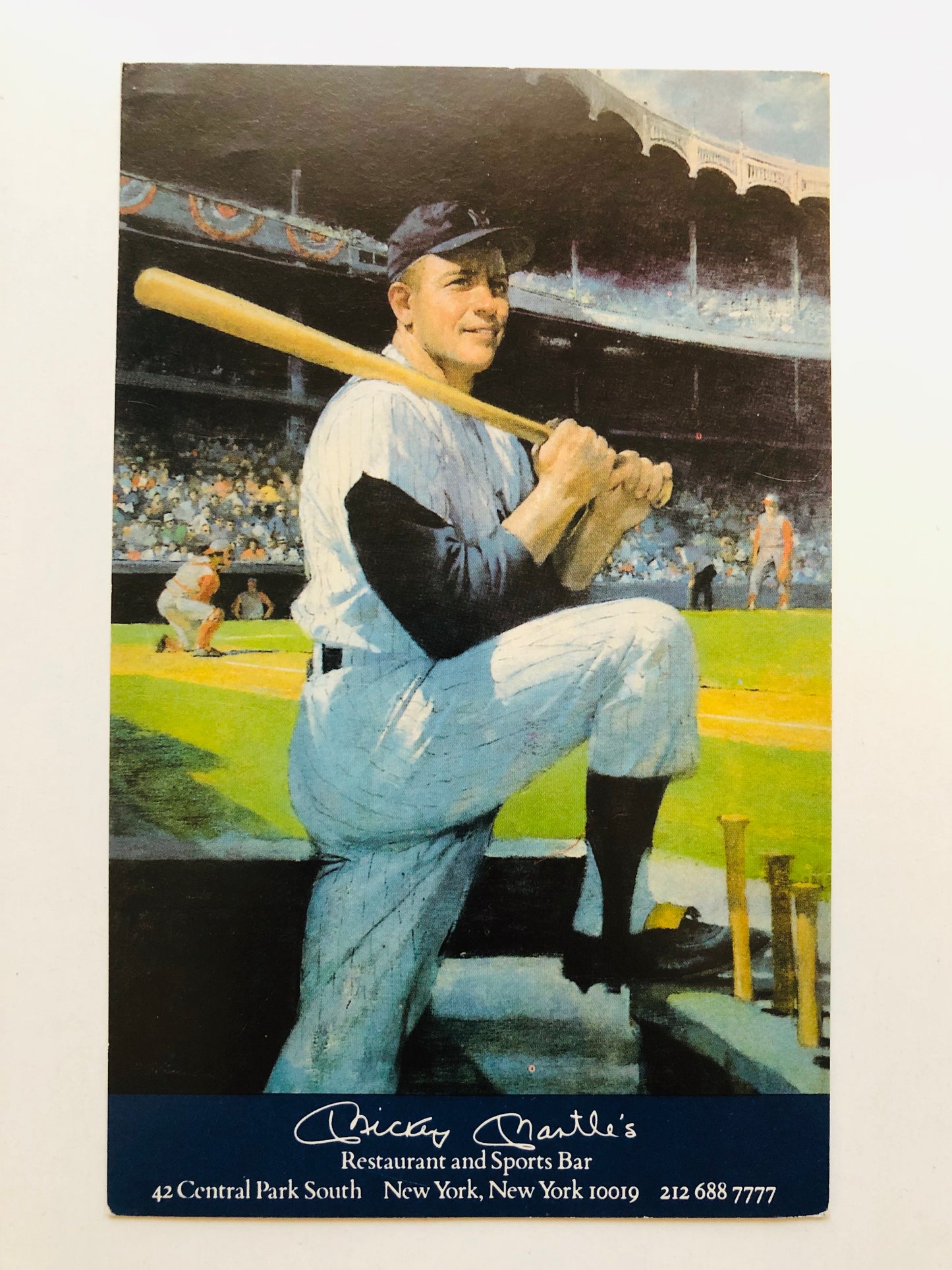 Mickey Mantle baseball legend rare restaurant postcard 1980s