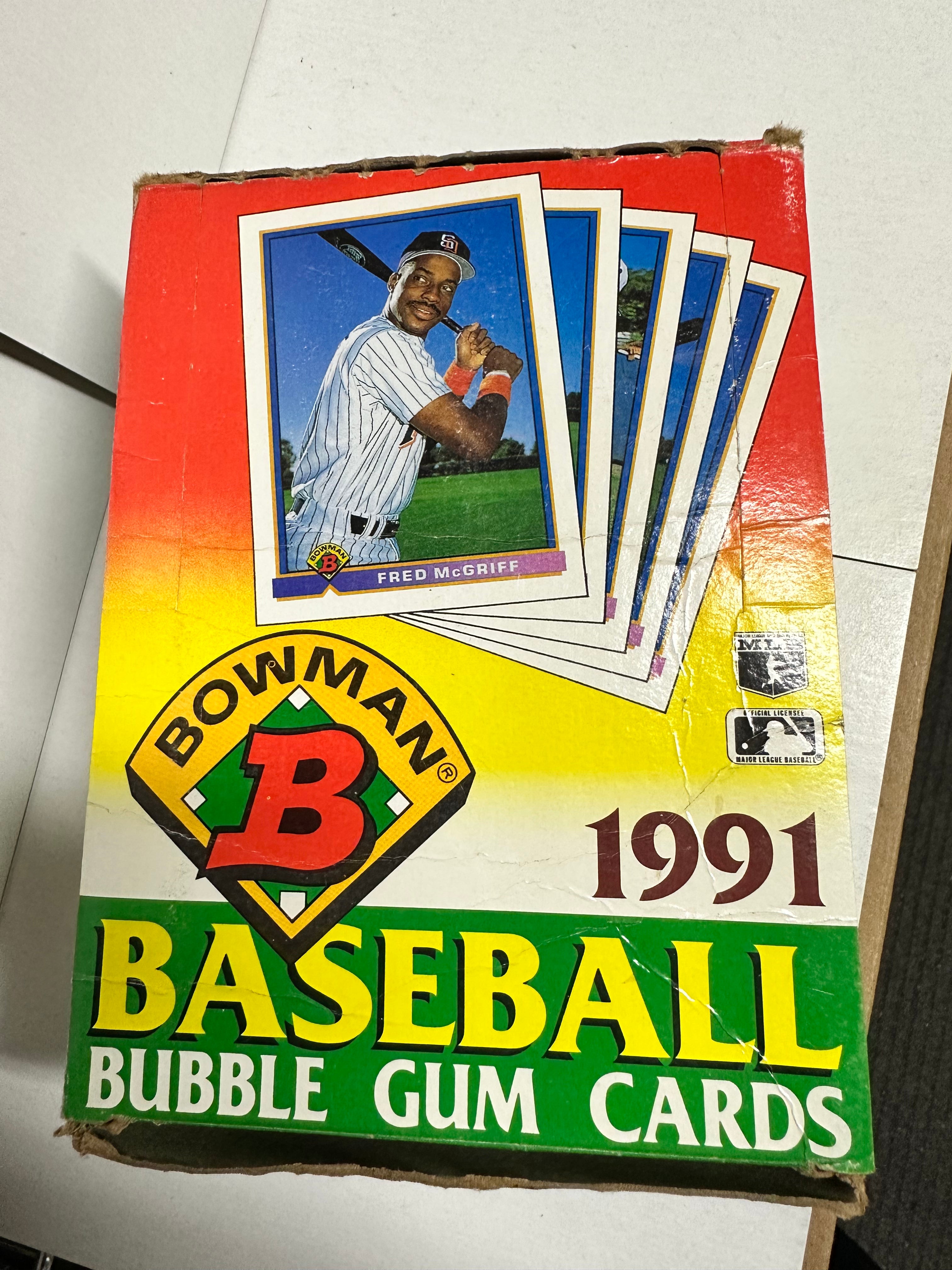 1991 Bowman Baseball cards 36 packs box (Chipper Jones rookies)