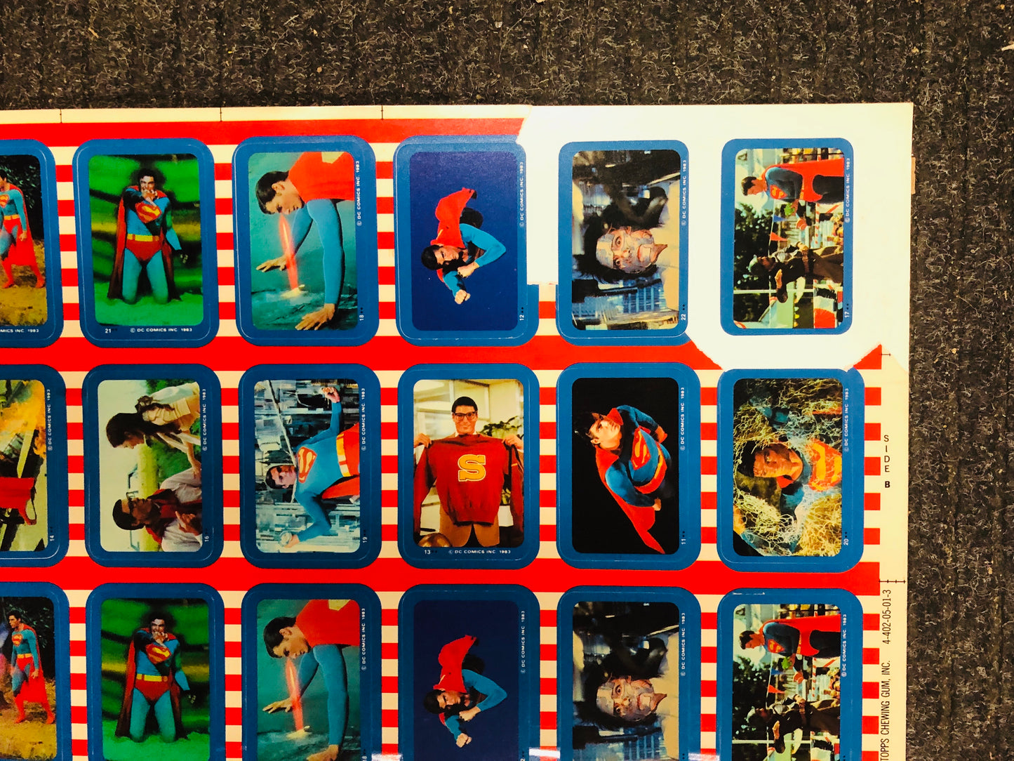 Superman 3 movie rare uncut stickers sheet 1983