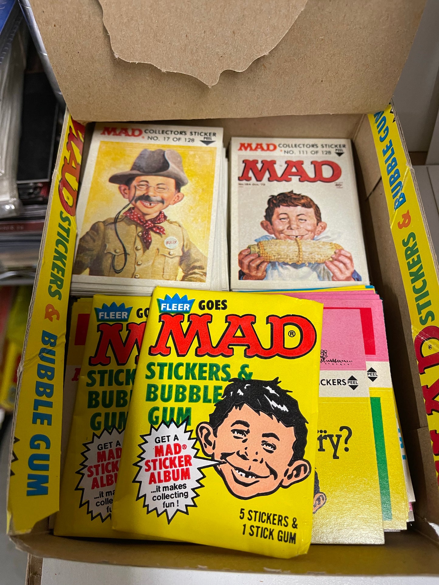 Mad Magazine 190 stickers and box with wrappers lot deal 1983