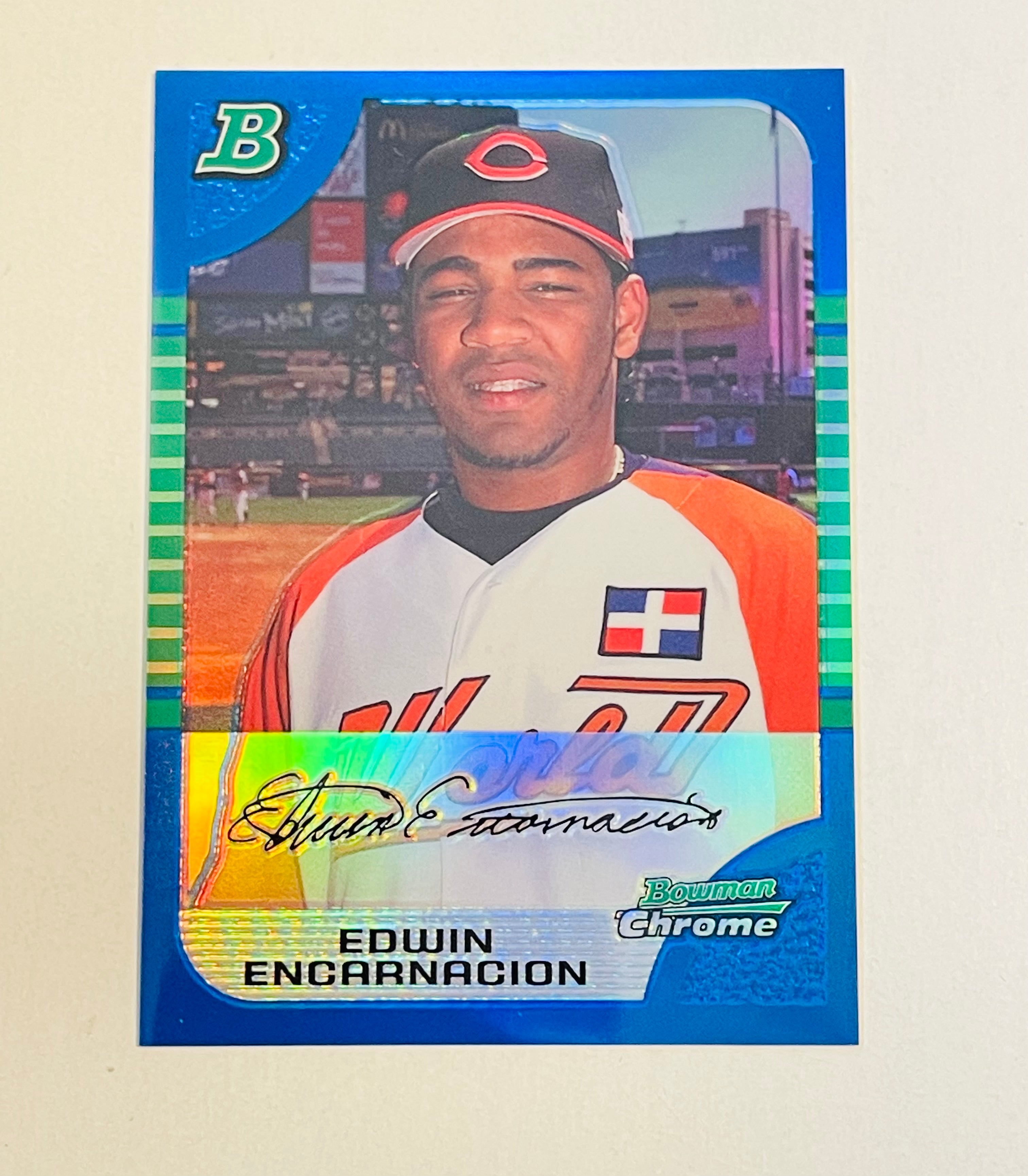 Edwin Encarnacion rare Topps Bowman blue refractor rookie numbered baseball card
