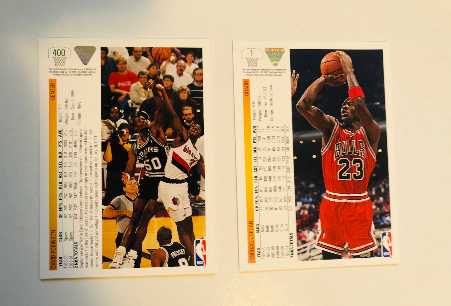 Michael Jordan/ David Robinson UD promos limited issued cards set 1990s