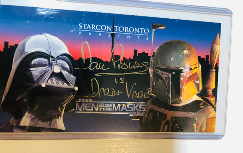 Star Wars Starcon David Prowse Darth Vader signed card with COA