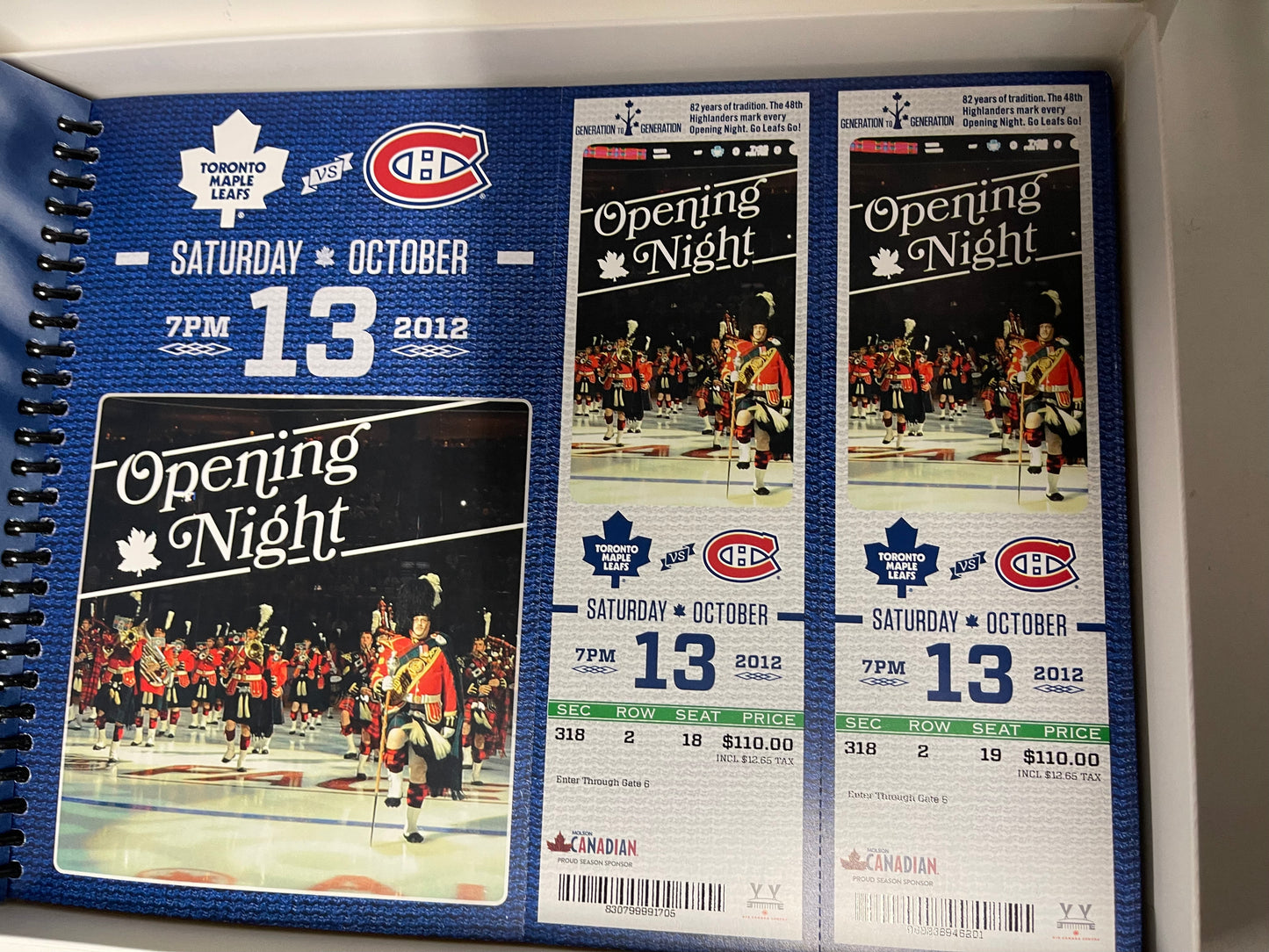 Toronto Maple Leafs hockey rare full season tickets book 2012-2013