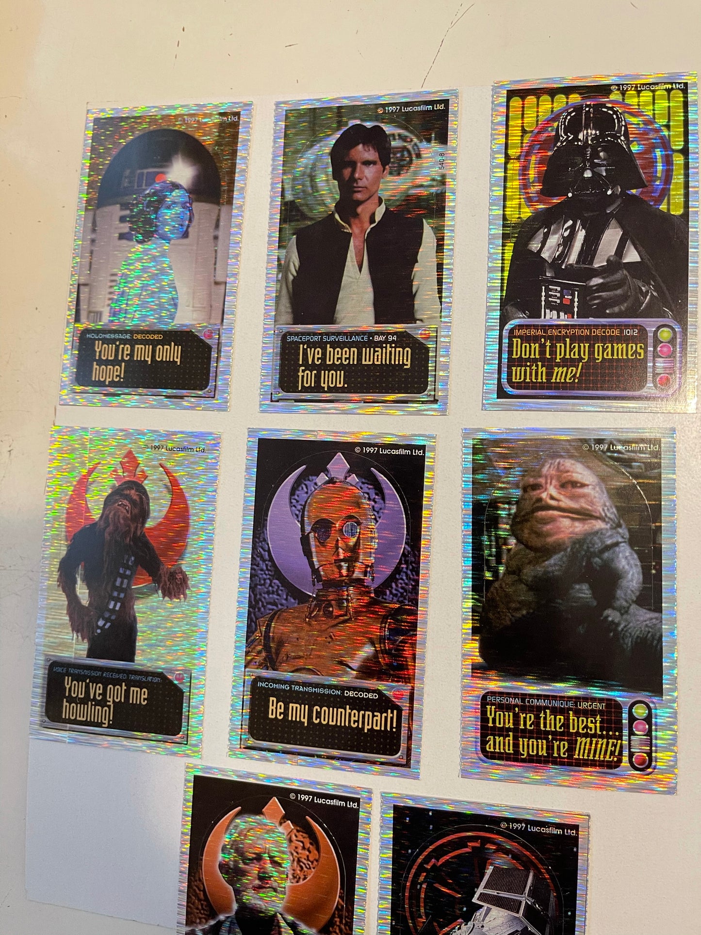 Star Wars foil limited issued valentines cards set 1996