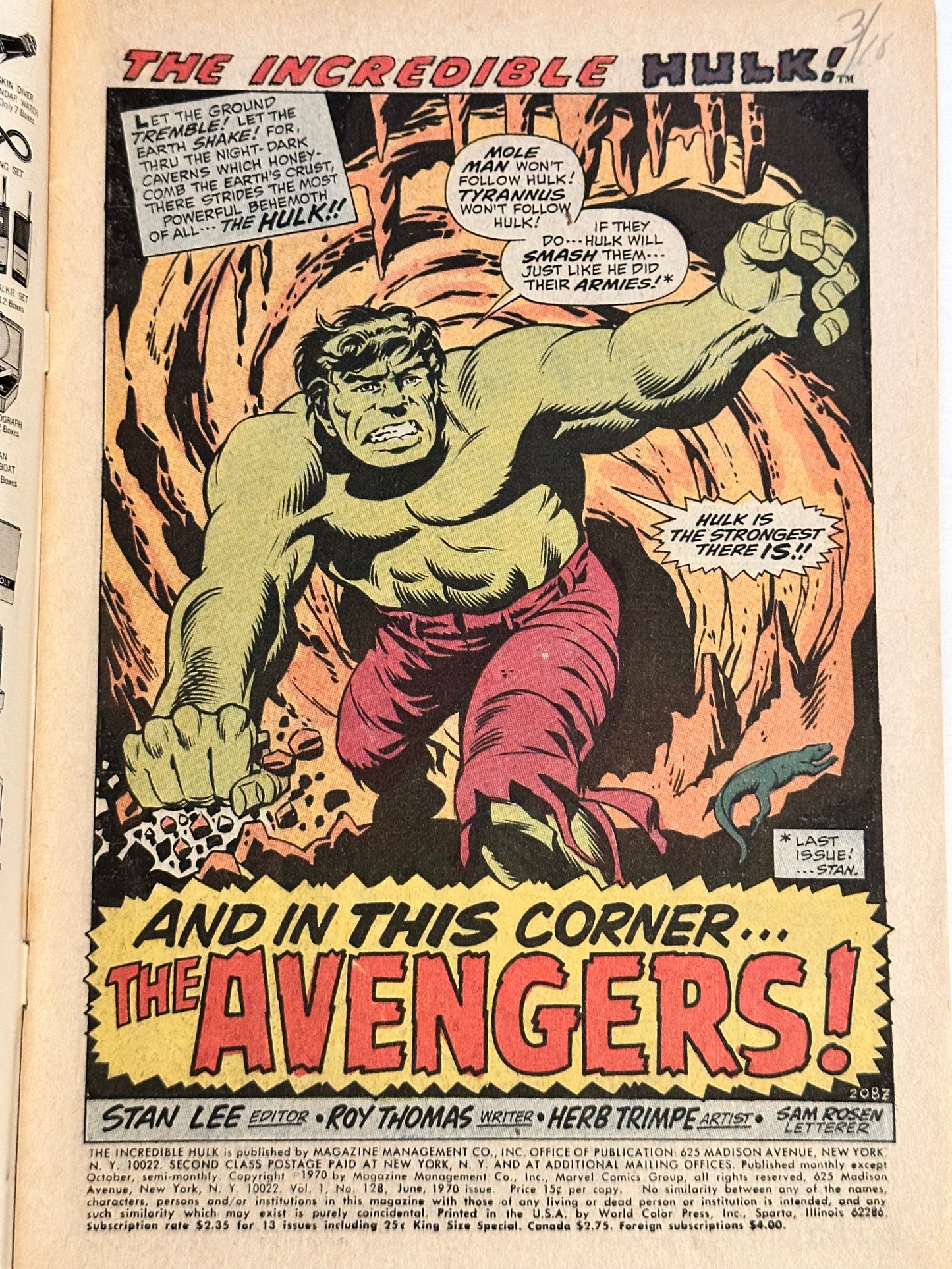 The Incredible Hulk #128 comic book 1970